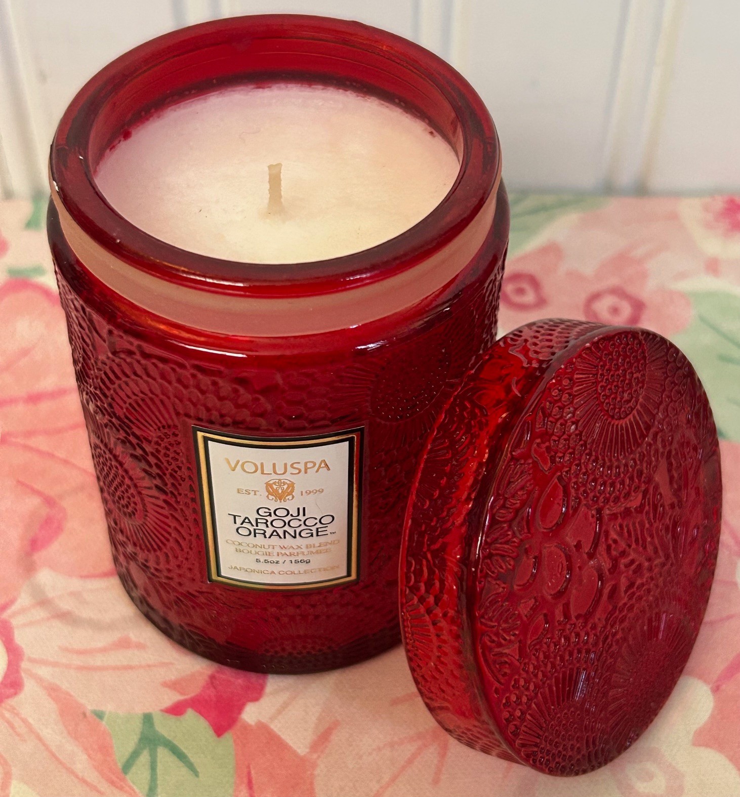 VOLUSPA GOJI TAROCCO ORANGE CANDLE 5.5 OZ GLASS JAR and LID