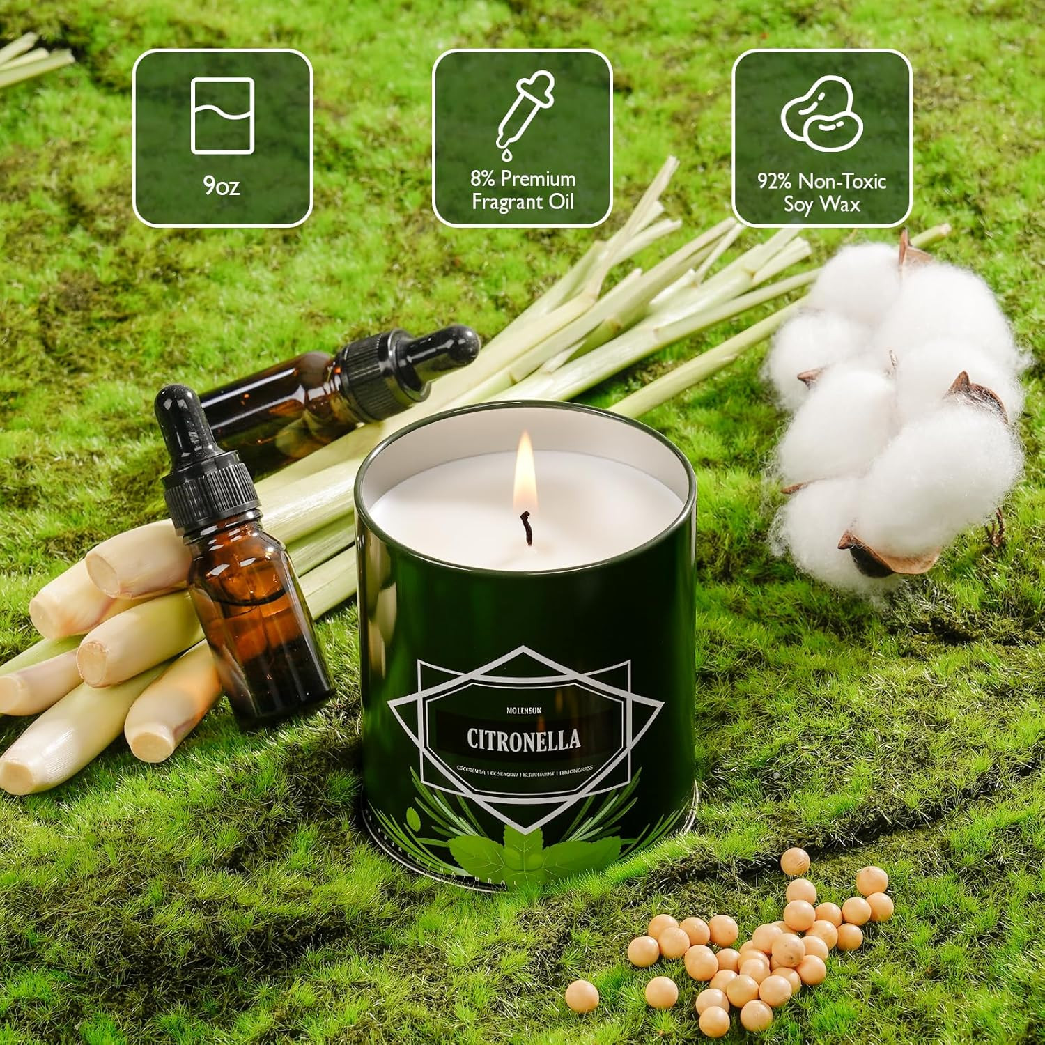 Citronella Candles Outdoor 4-Pack, Total 36oz Citronella Candles for Outside Pat