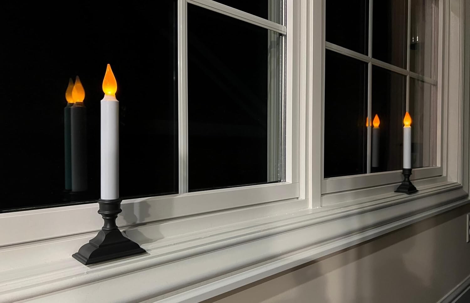 9.75 Inch Tall Flickering Window Candles, Cordless & Energy Efficient, Pack of 4