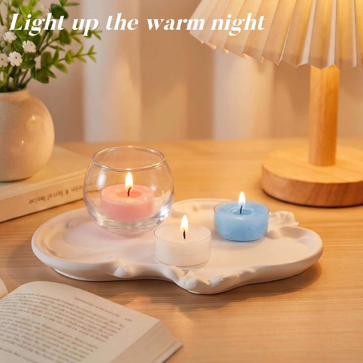 Unscented Palm Tea Lights Candles, 16 Pack | 4-Hour White Candles in Acrylic Cup