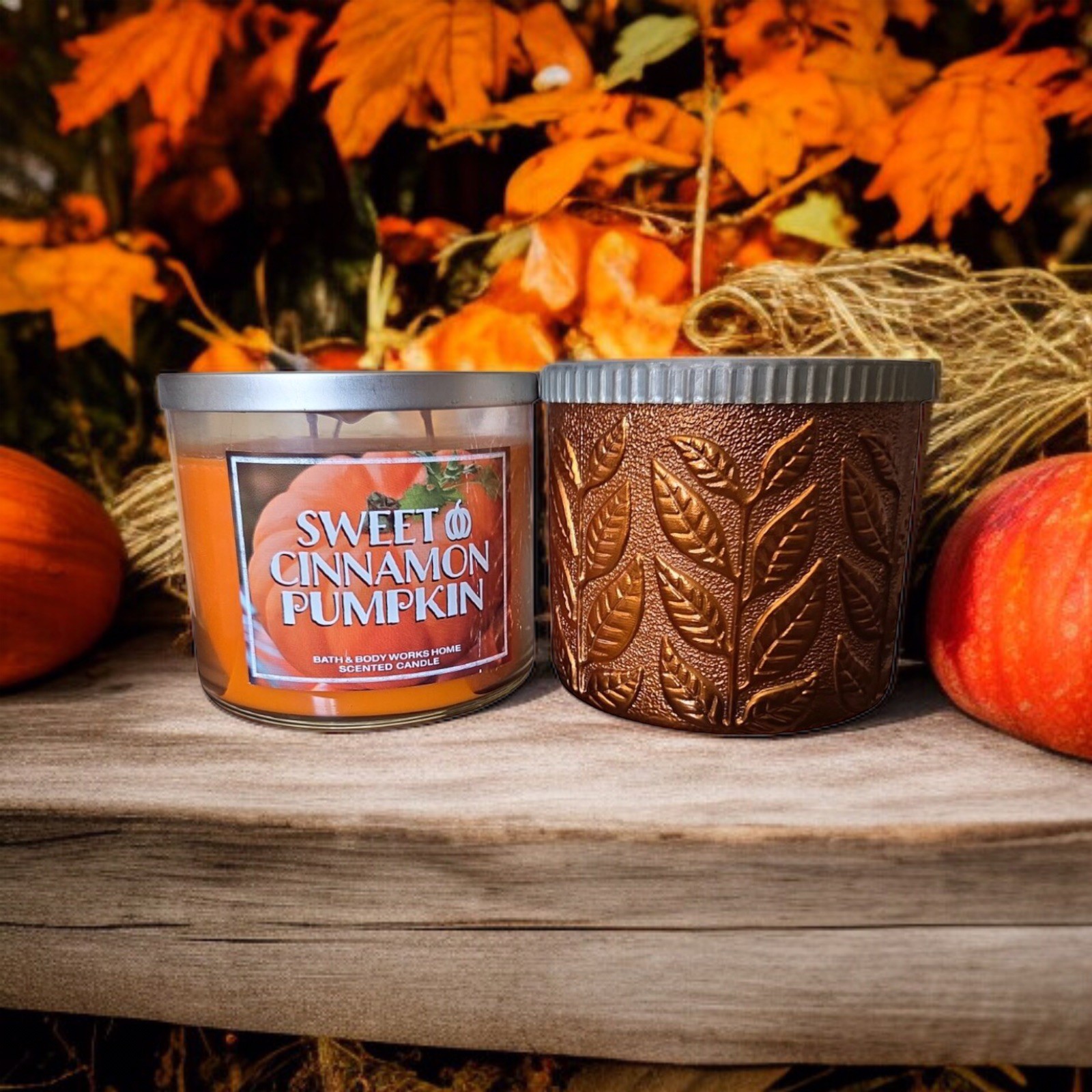 Set of 2) Bath & Body Works SWEET CINNAMON PUMPKIN 3 Wick Scented Candles 14.5oz