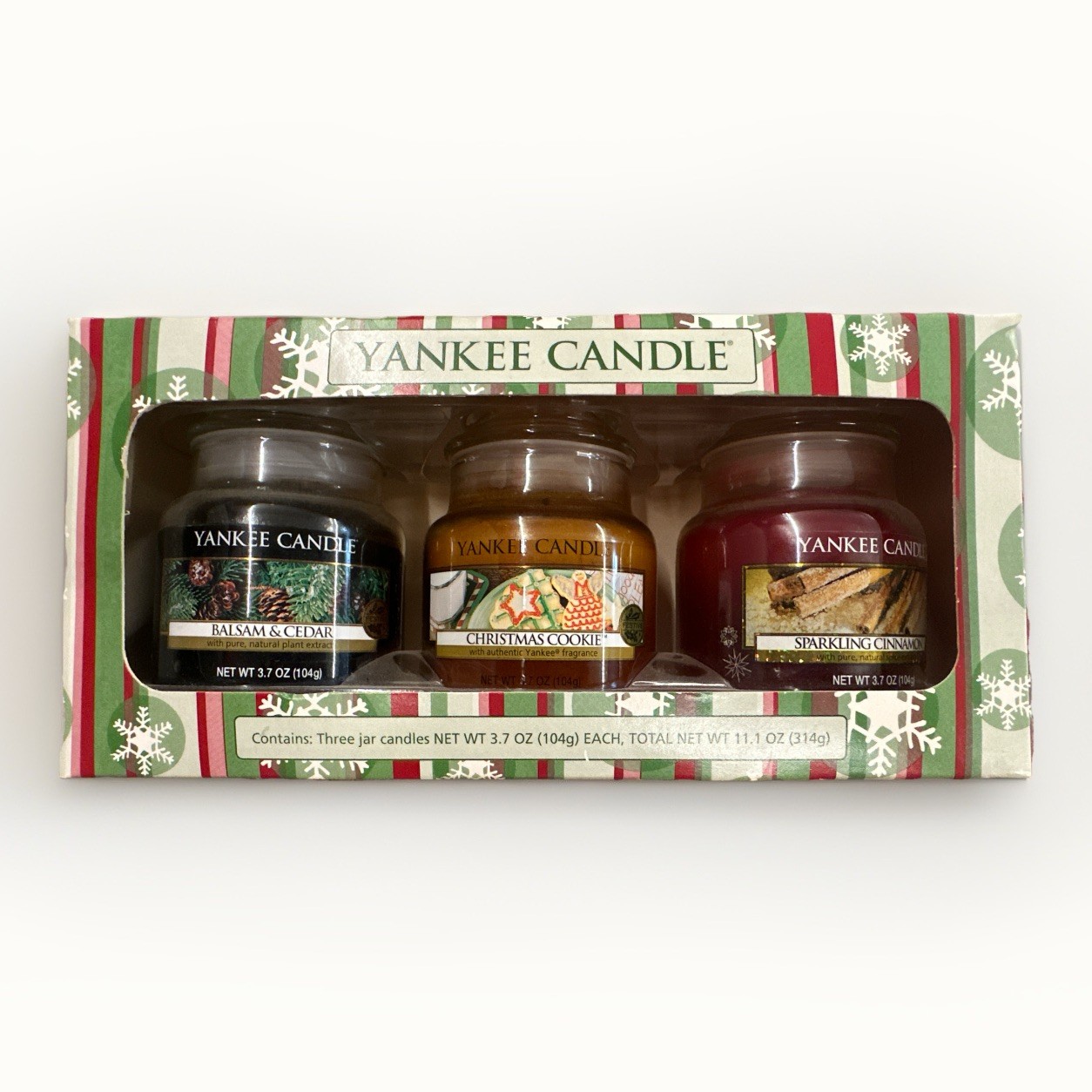 2009 Yankee Candle Christmas Set of 3 Balsam & Cedar Christmas Cookie Spark Cinn