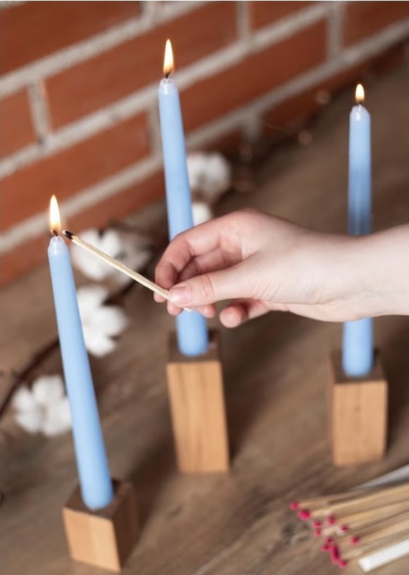 Light Blue 10 inch Taper Candles Set of 12 – Unscented Smokeless Dripless Tal…