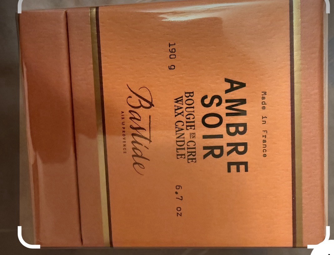 Bastide Ambre Soir Scented Jar Candle 6.7 oz Amber Glass Jar