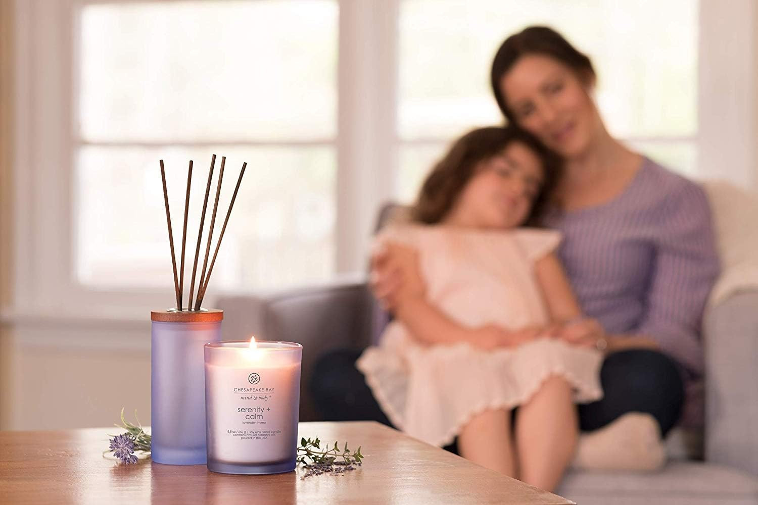 Scented Candles Serenity + Calm (Lavender Thyme) Medium Jar 2-Pack Perfect for H