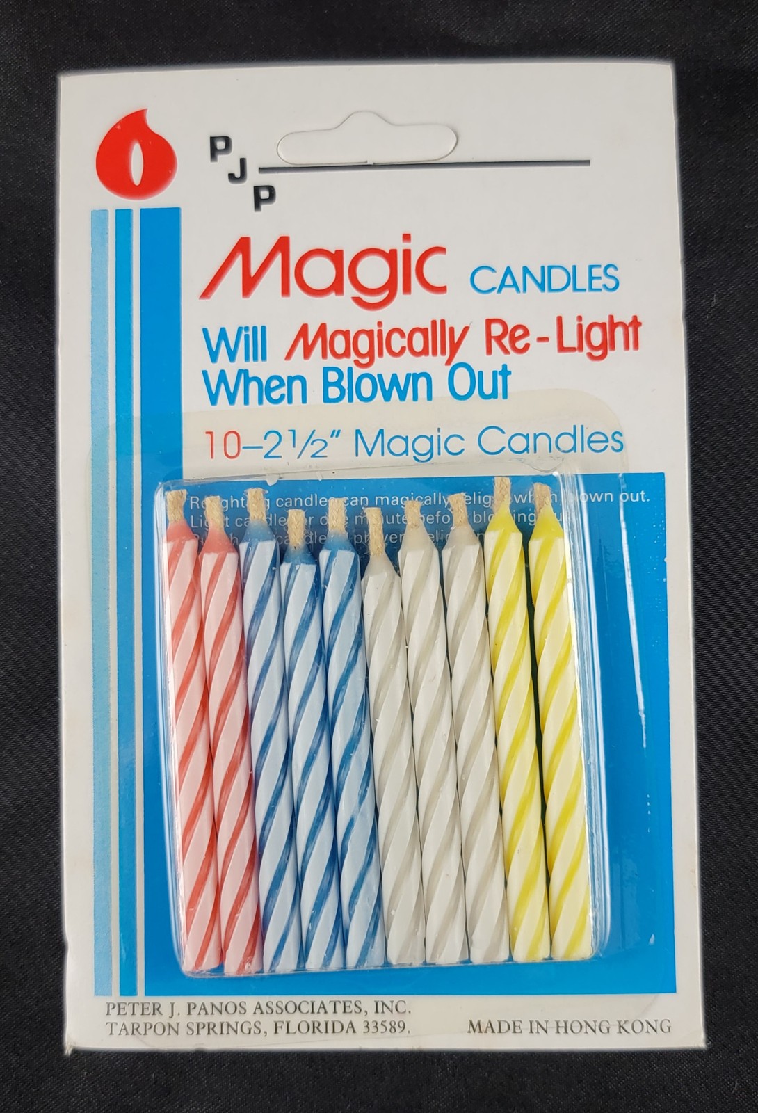 Vintage PFP Magic Re-Light Trick Birthday Candles 2.5″ Red White Blue Qty 10