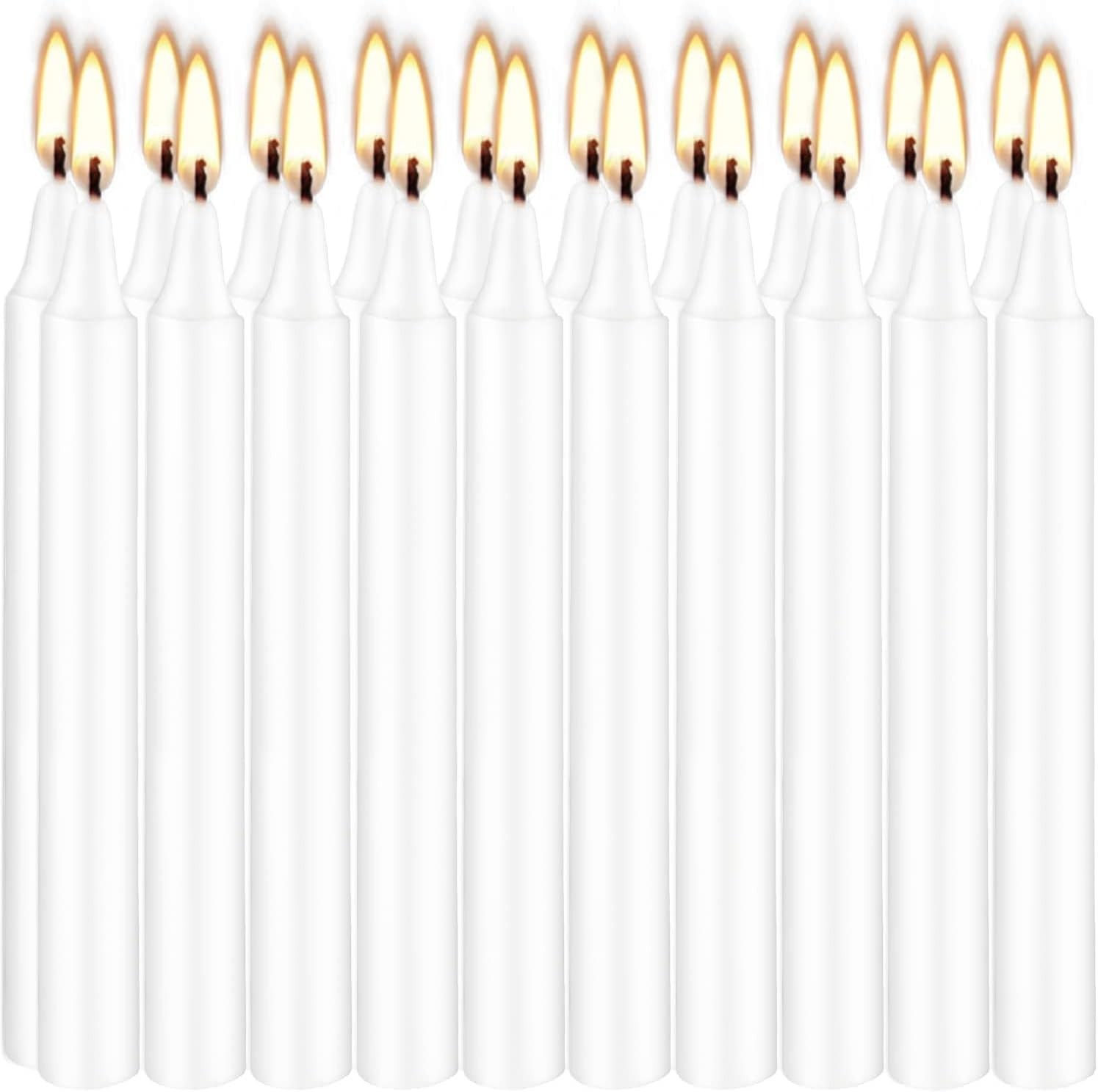 Elegant 4 Inch White Taper Candles – 40 Count for Weddings, Prayer & Home Decor
