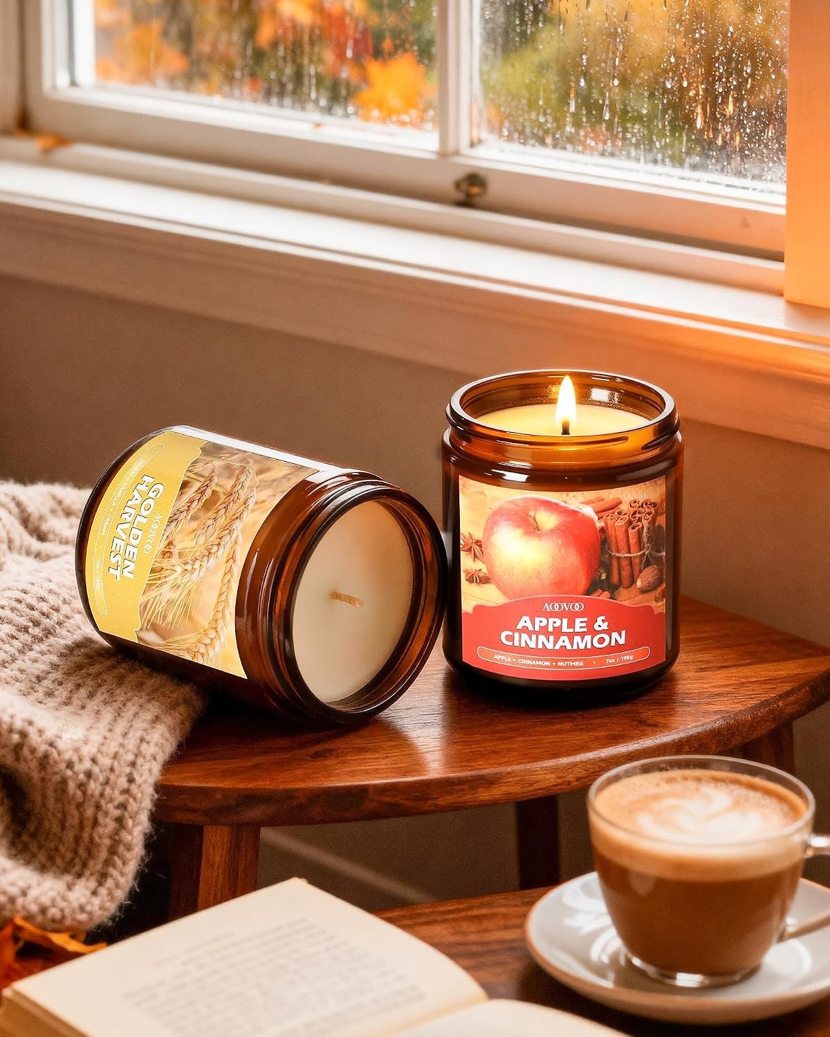 Scented Fall Candle Collection – 4 Aromatic Fragrances for Cozy Indoor Ambiance