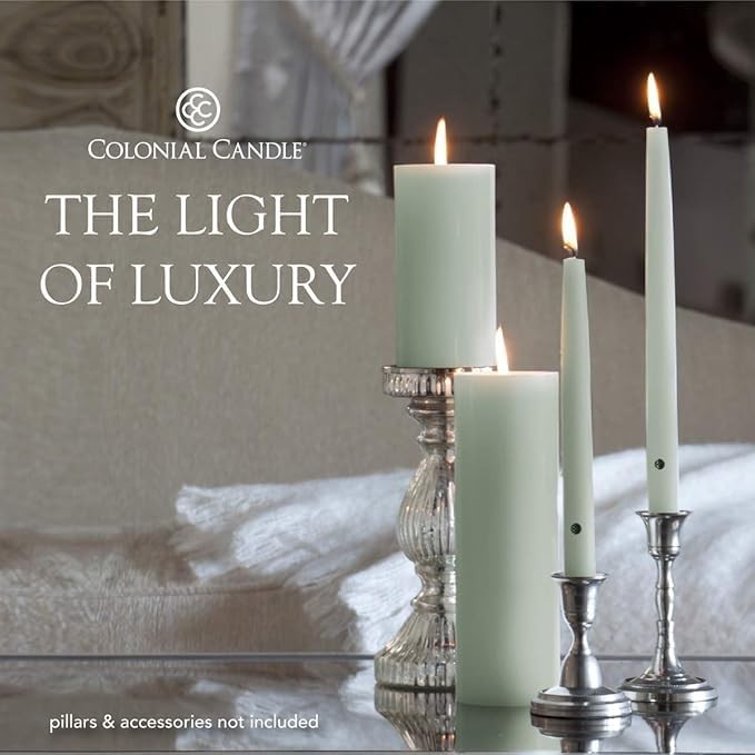Bayberry Scented Taper Candle Virtually Dripless Premium Wax with Cotton Wick