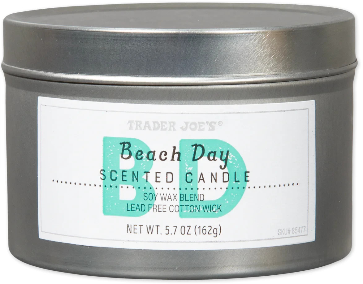 Trader Joe’s 20-Hour BEACH DAY Scented Candle Cotton Wick Summer Limited Edition