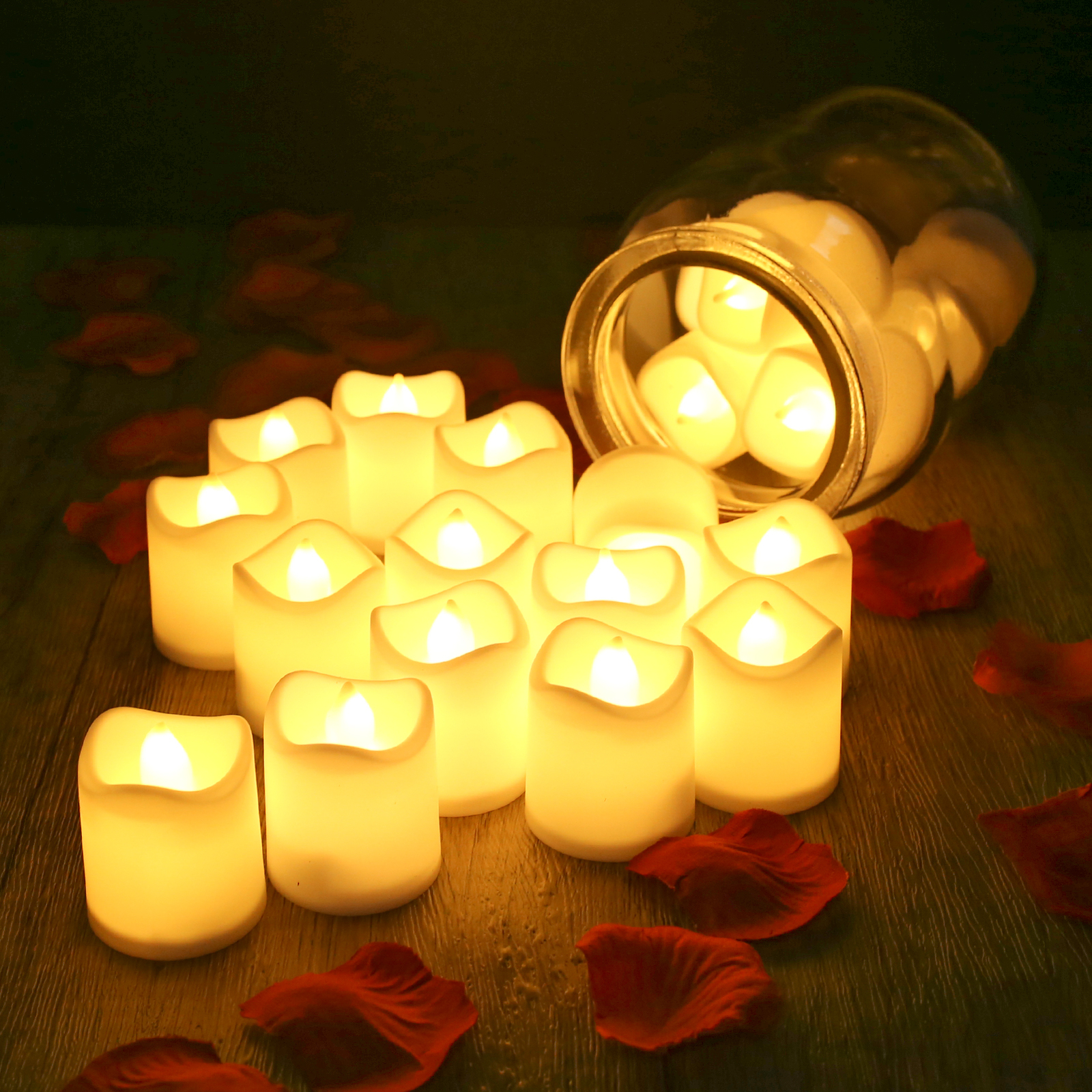 24/48 Pack Flameless Flickering LED Tea Lights Votive Candles Halloween Decor