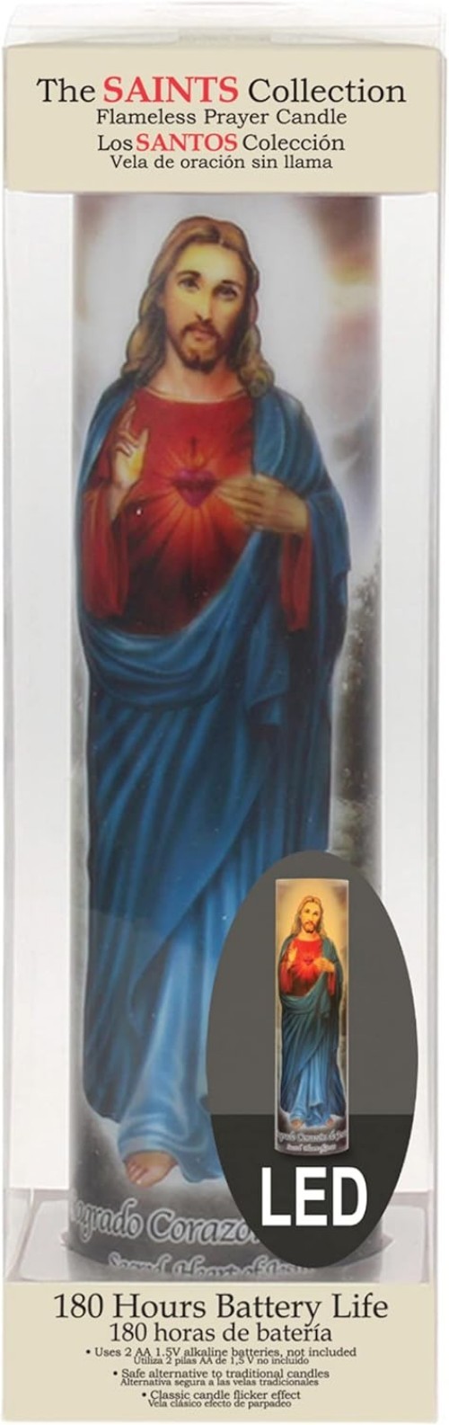 Safe Jesus LED Prayer Candle with Realistic Flicker – Ideal for All Settings 8″