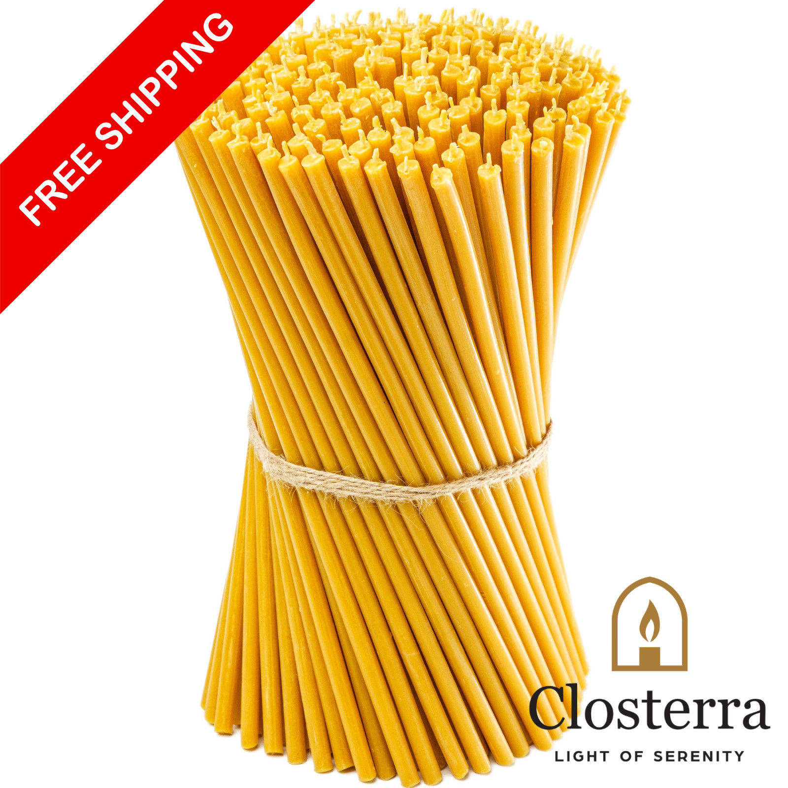 Closterra 25 Pack Pure Beeswax Slim Taper Candles 10.4″x0.28″in Honey-Scented