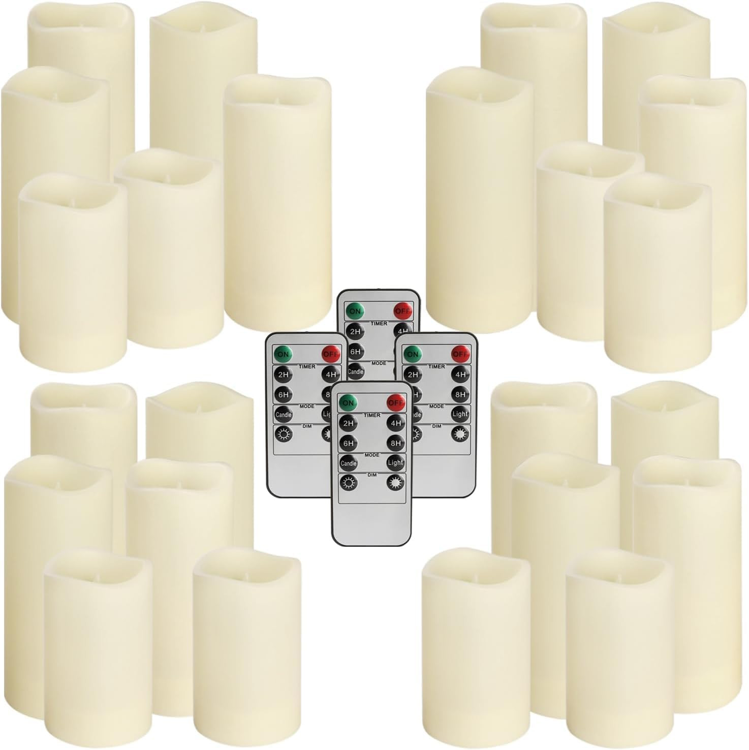 Set of 24 Waterproof Outdoor Flameless Candles, LED Candles with 4 Remote and Ti