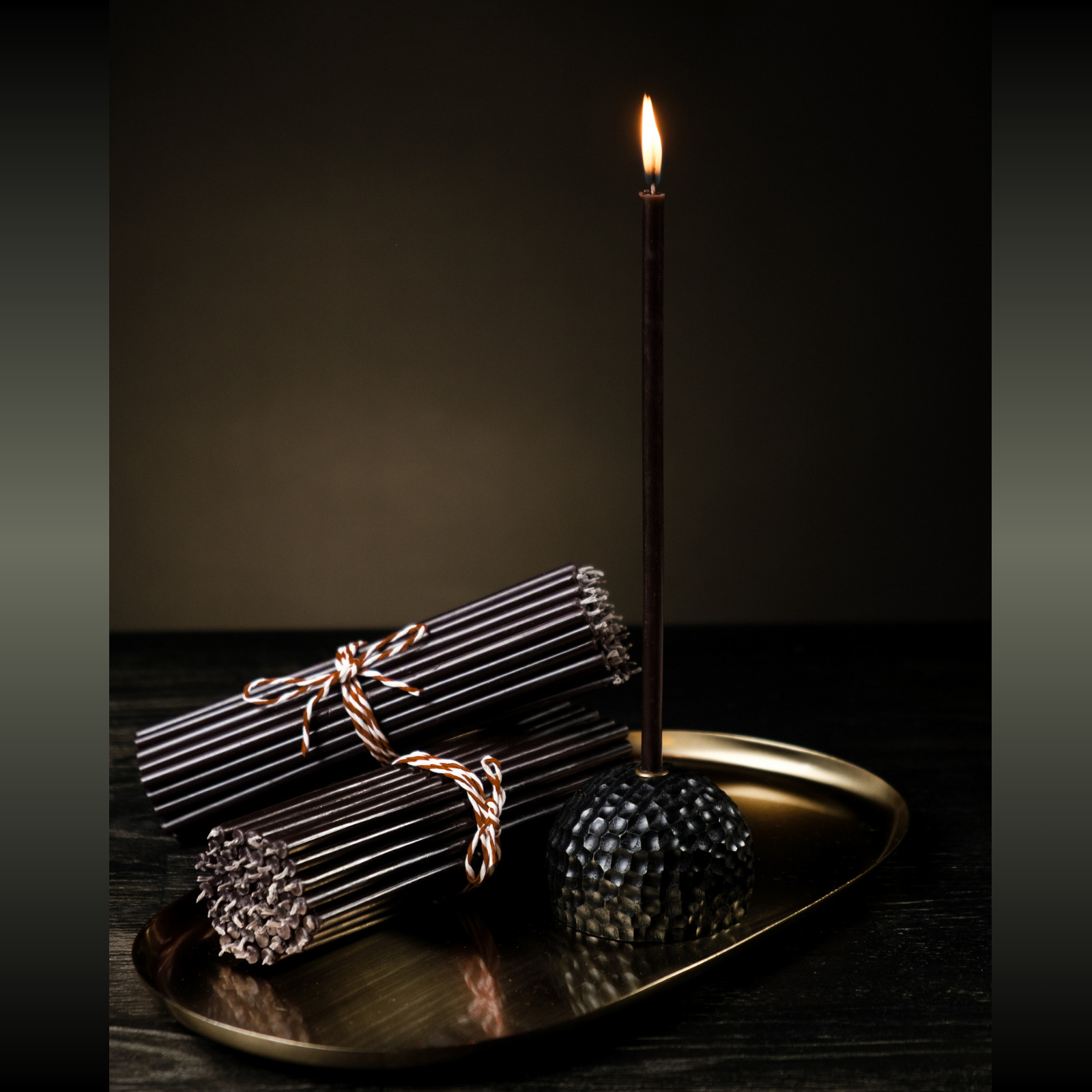 Black Beeswax Taper Candles 6.3″ Thin Taper 0.2″ Church Orthodox (25-700) Pack
