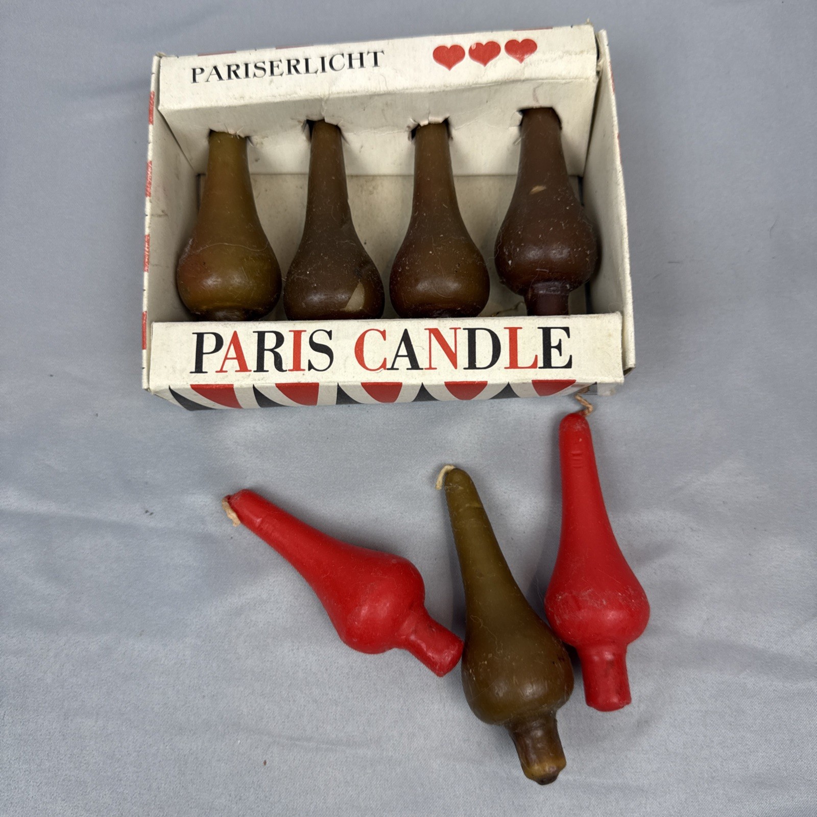 Vintage Pariserlicht Paris Candles Brown and Red Made in Germany