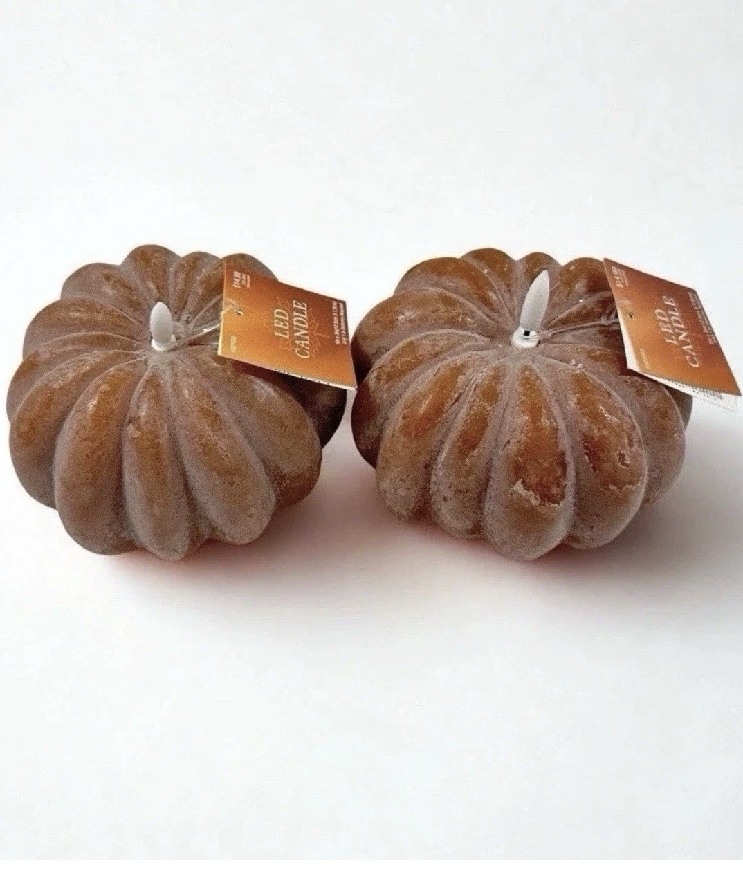 2026 Viral Hobby Lobby Pumpkin Candle LED Battery Flame Fall Brown Set 2 NWT