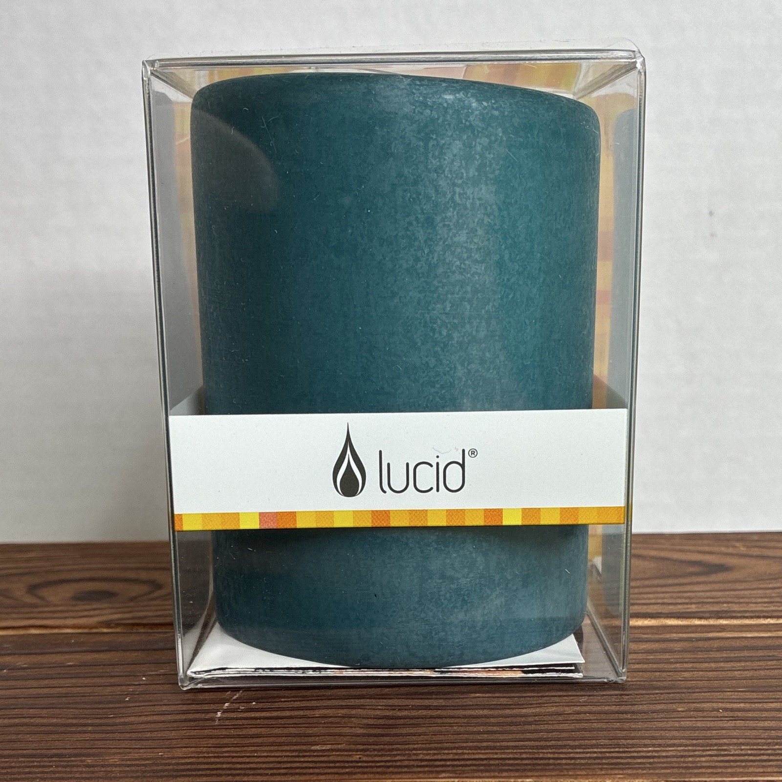 Lucid Refillable Teal Round Pillar Candle 3in x 4in Wax LC10033