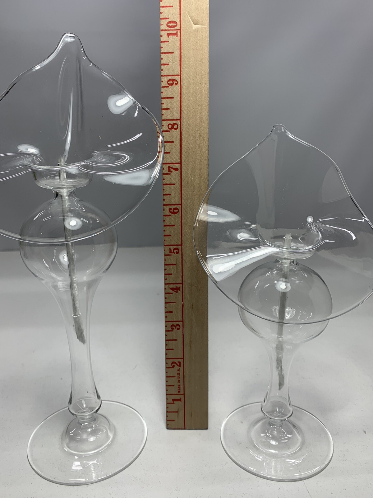 3 Piece Stair Step Glass Calla lily Oil Candles Handblown Glass New Open Box