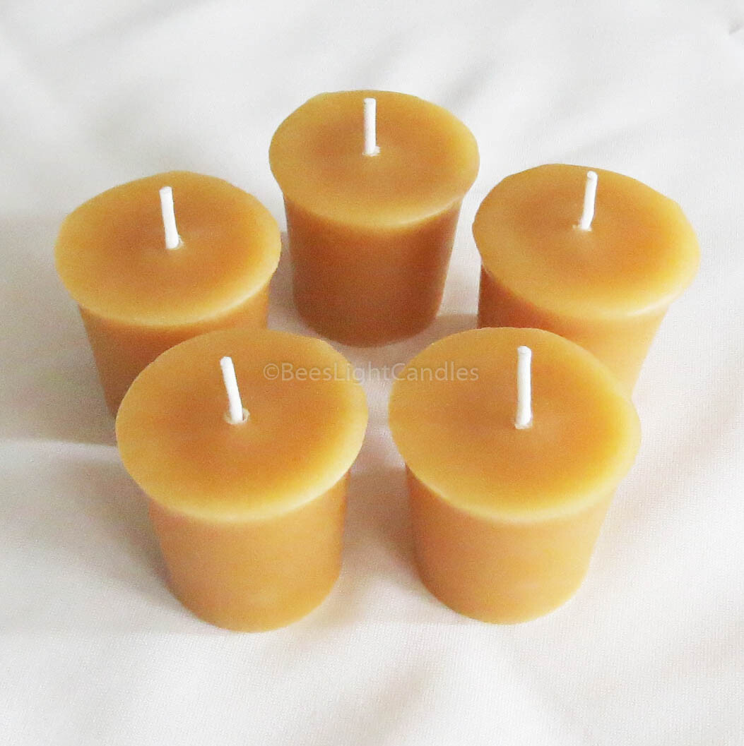 🐝 100% Beeswax Votives Candles / USA Emergency Honey Scent Long Burning BULK 🐝