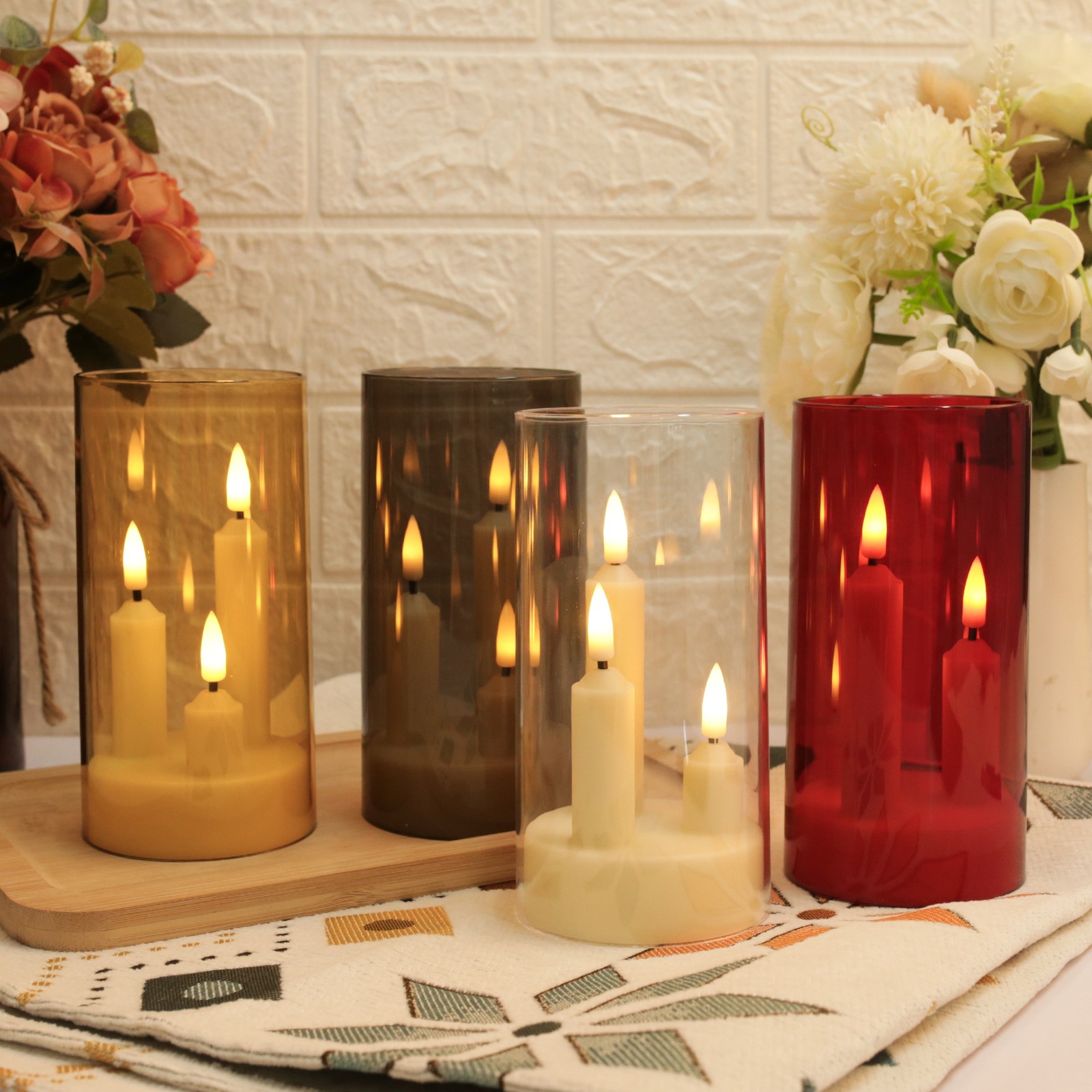 3-in-1 Flameless Flickering LED Taper Candles Battery Operated Wedding Party US