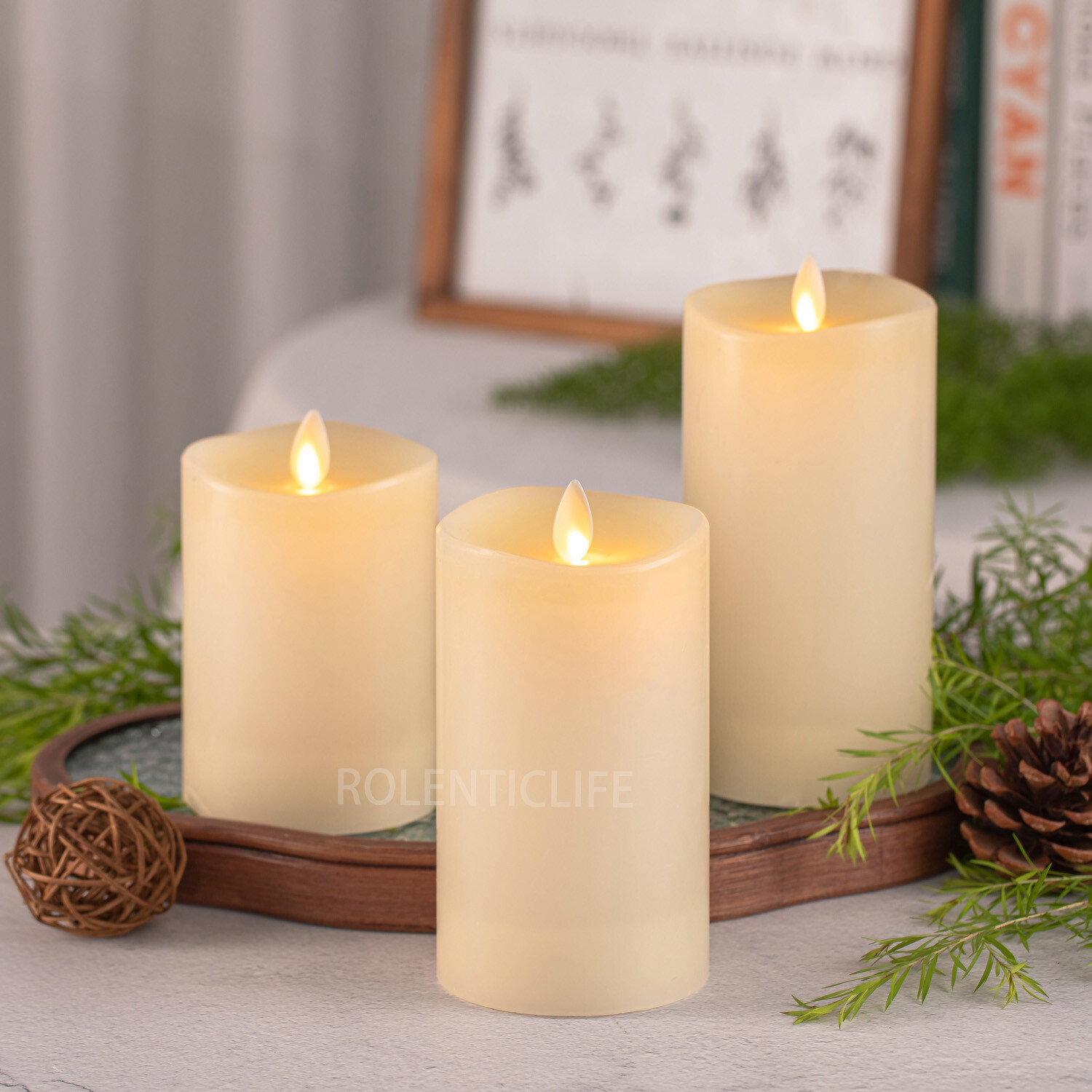 Luminara Flameless Unscented Real Wax LED Candle-with Remote Mobile Wick-3pcs