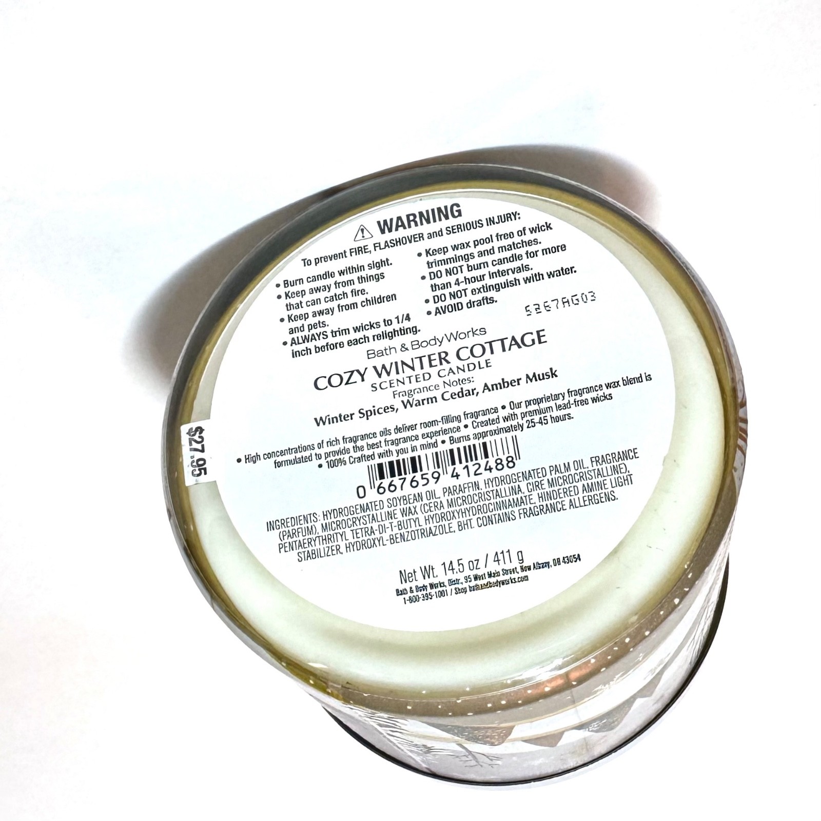 BATH & BODY WORKS COZY WINTER COTTAGE 3-WICK 14.5 OZ SCENTED CANDLE New