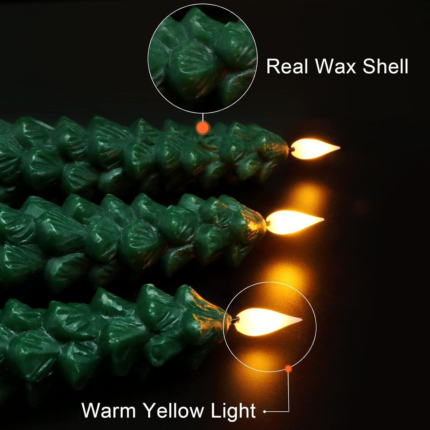 Flameless Taper Candles Remote Timer 9.7 In Real Wax 3 Pack Xmas