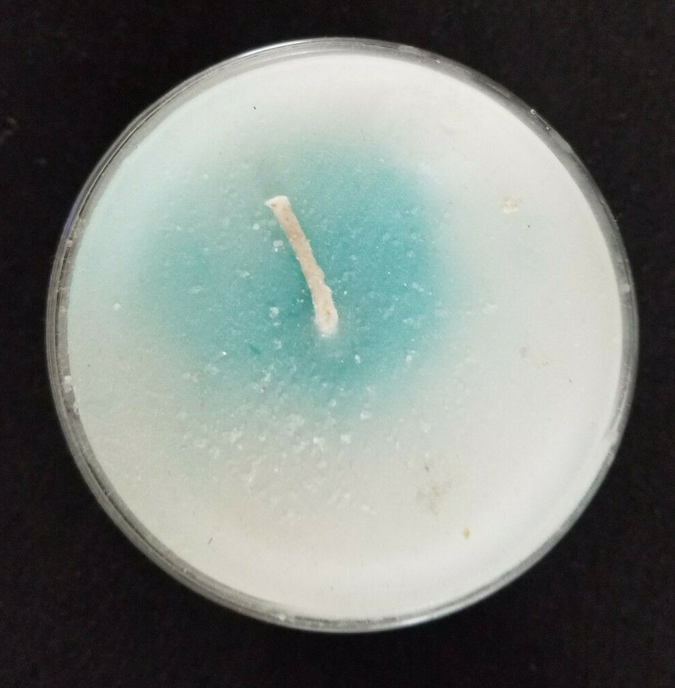 Vtg Handcrafted Wax Crystals Sparkle Candle in 1950’s Etched Glass – 3-1/2″ #1