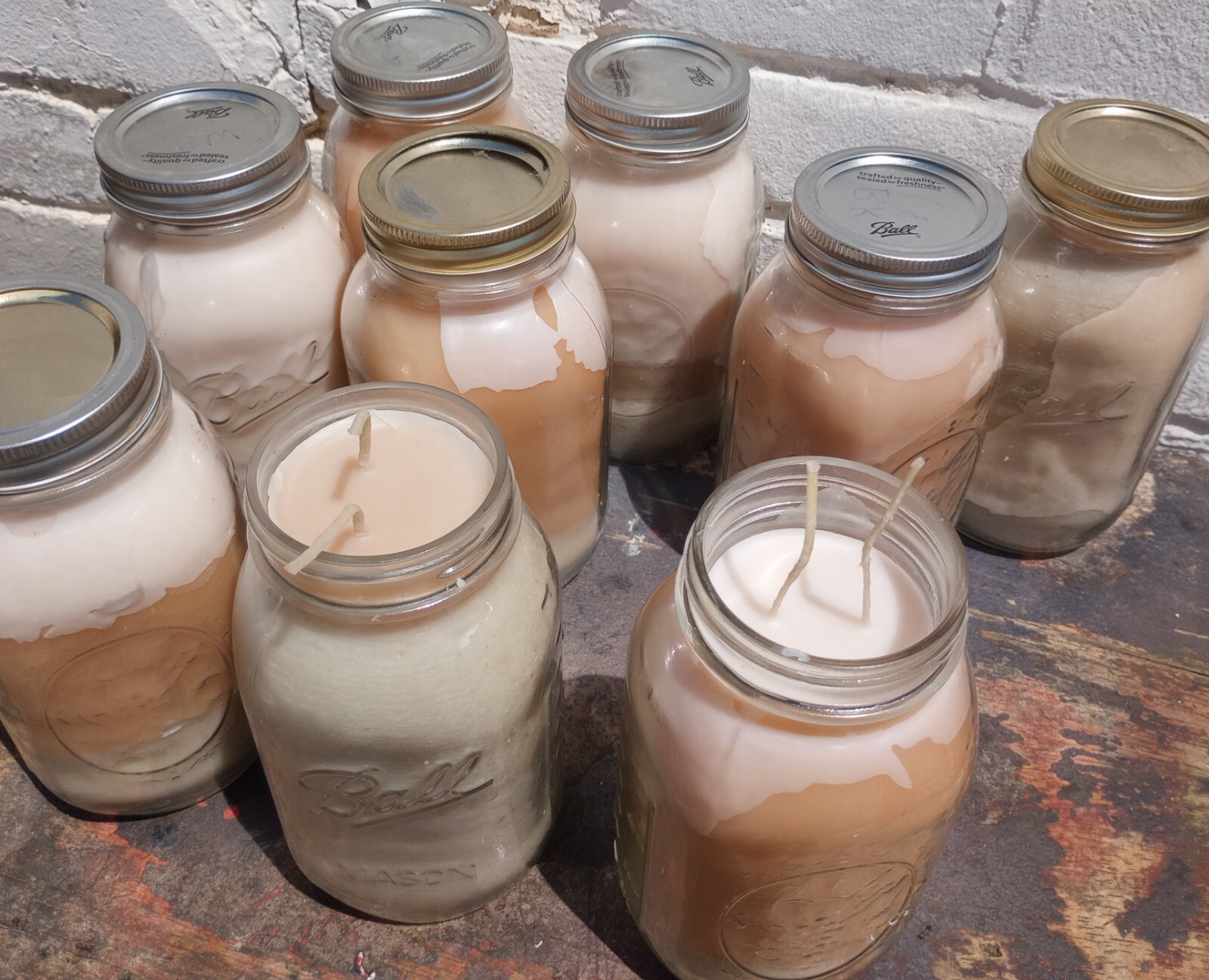 CALICO WAX CANDLES IN BALL QUART JARS–DOUBLE HEMP WICK–UPCYCLABLE & CUSTOMIZABLE