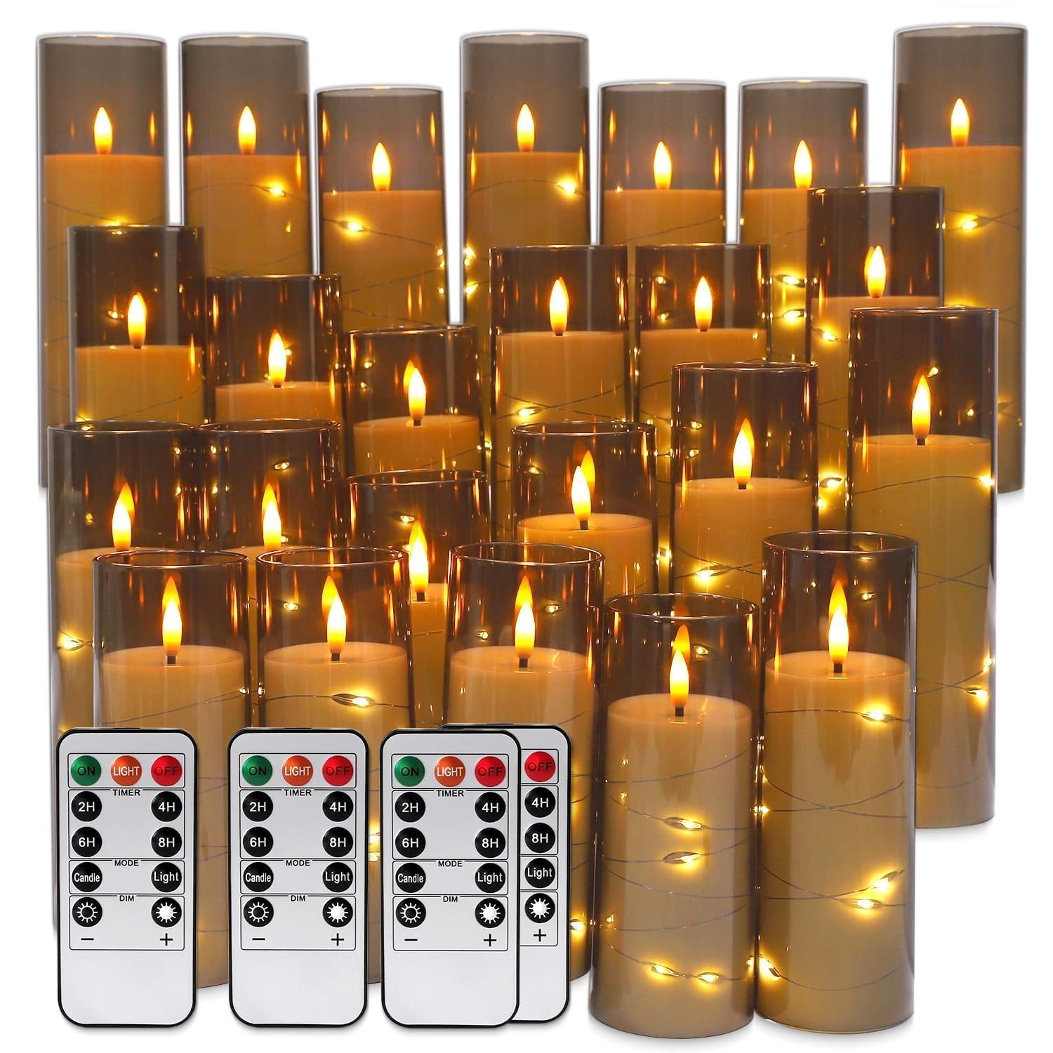 24 Pack Flameless LED Pillar Candles with Remote & Timer, Flickering Battery …