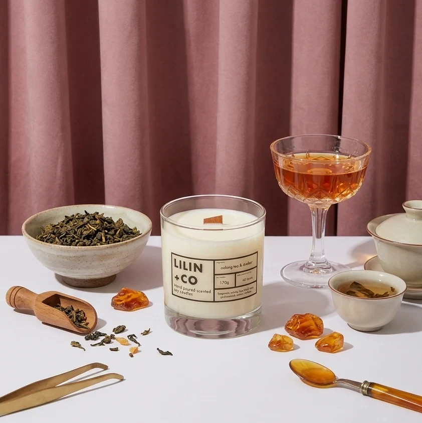 Artisan Oolong Tea & Amber Scented Candle | Luxury Warm Winter Fragrance