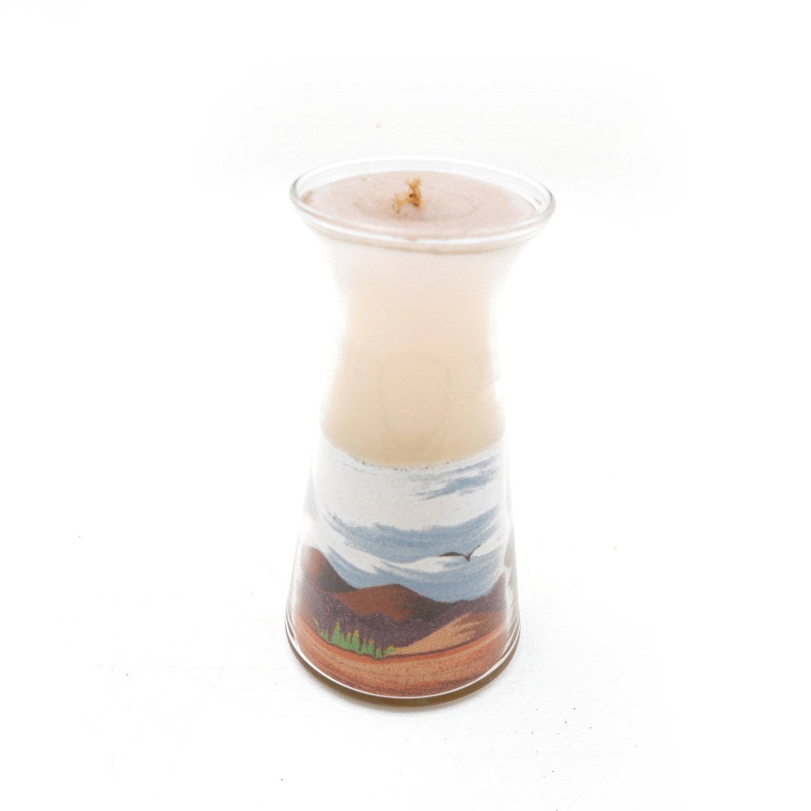 Vtg Colored Sand Art Candle Glass Bottle Brookline Creations Sandpainting Unused