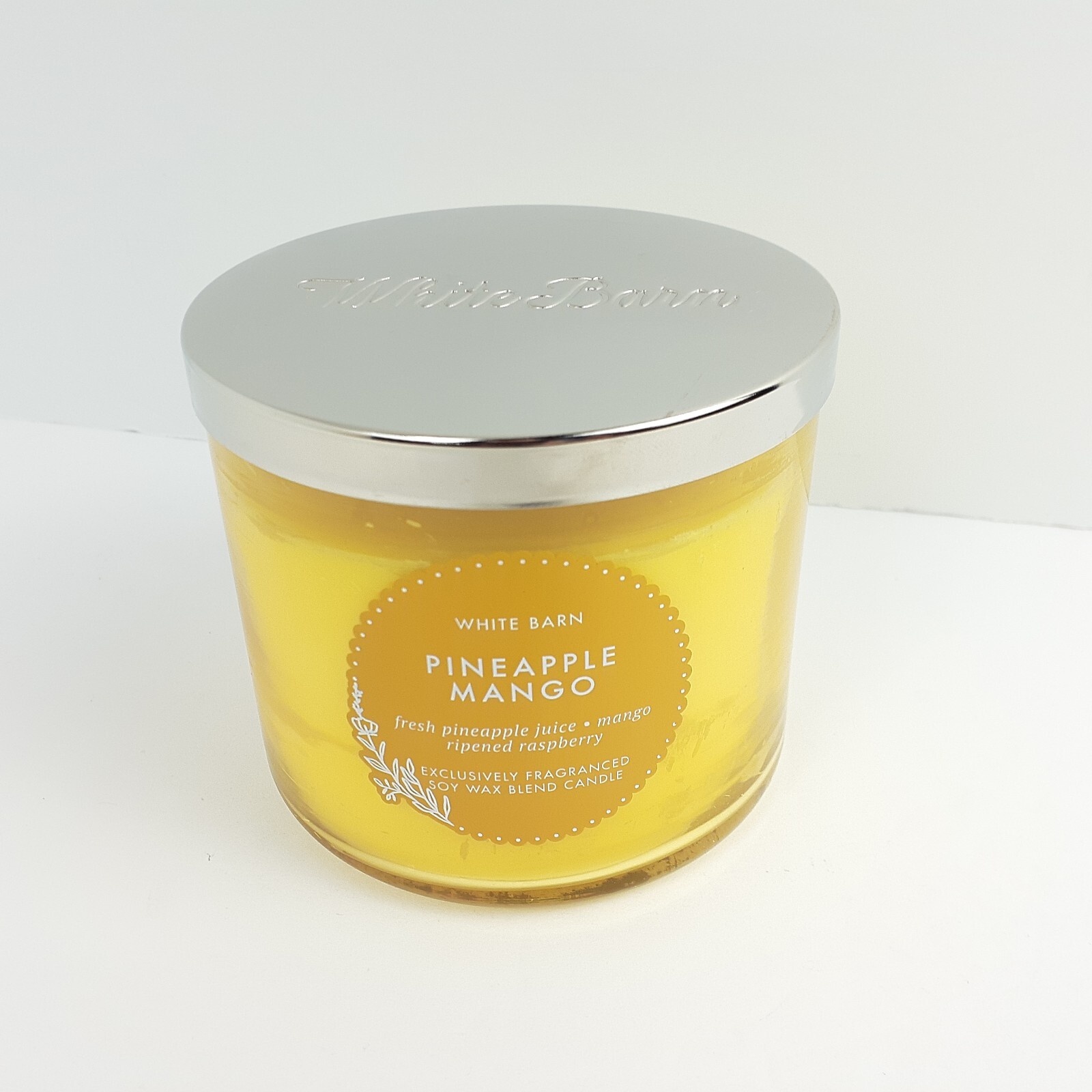 White Barn Pineapple Mango Scented 3 Wick Candle Burns 25-45 Hrs 14.5oz Fruit