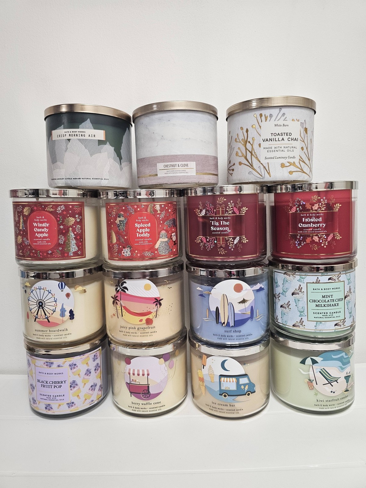 Bath & Body Works 3 Wick Scented Candle With Natural Essential Oils Pick Now