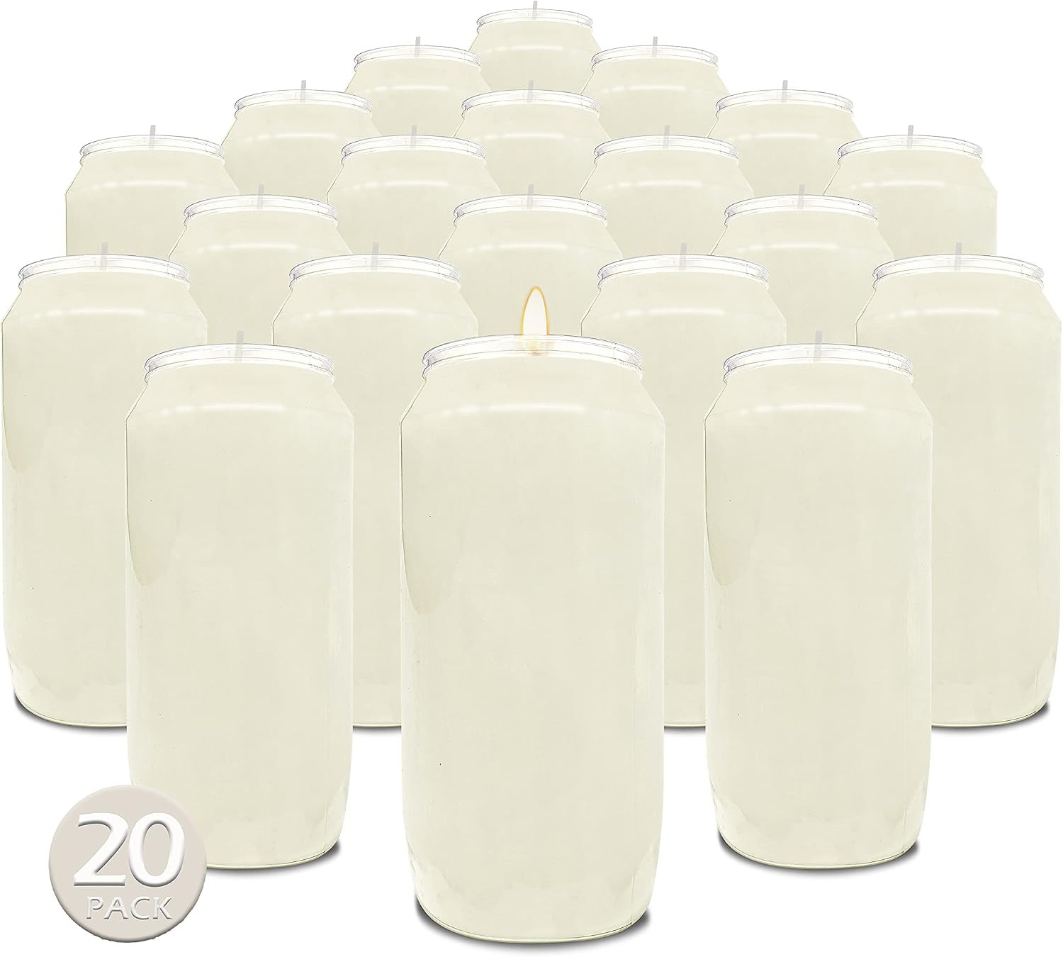 7 Day White Prayer Candles, 20 Pack – 6″ Tall Pillar Candles for Religious, Memo