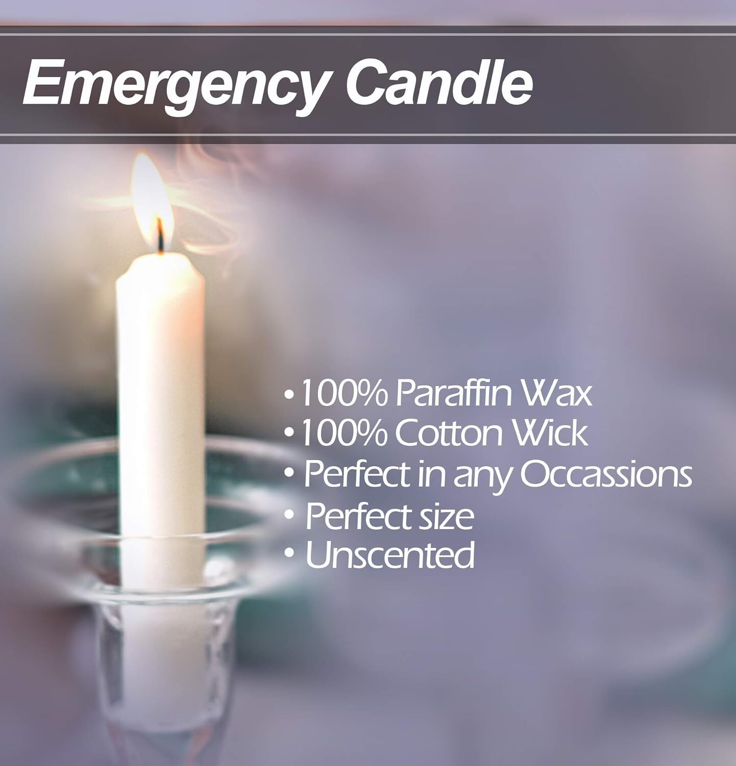 Emergency Candles 24 Pack White Short Taper Candles Unscented Home Emergency Kit