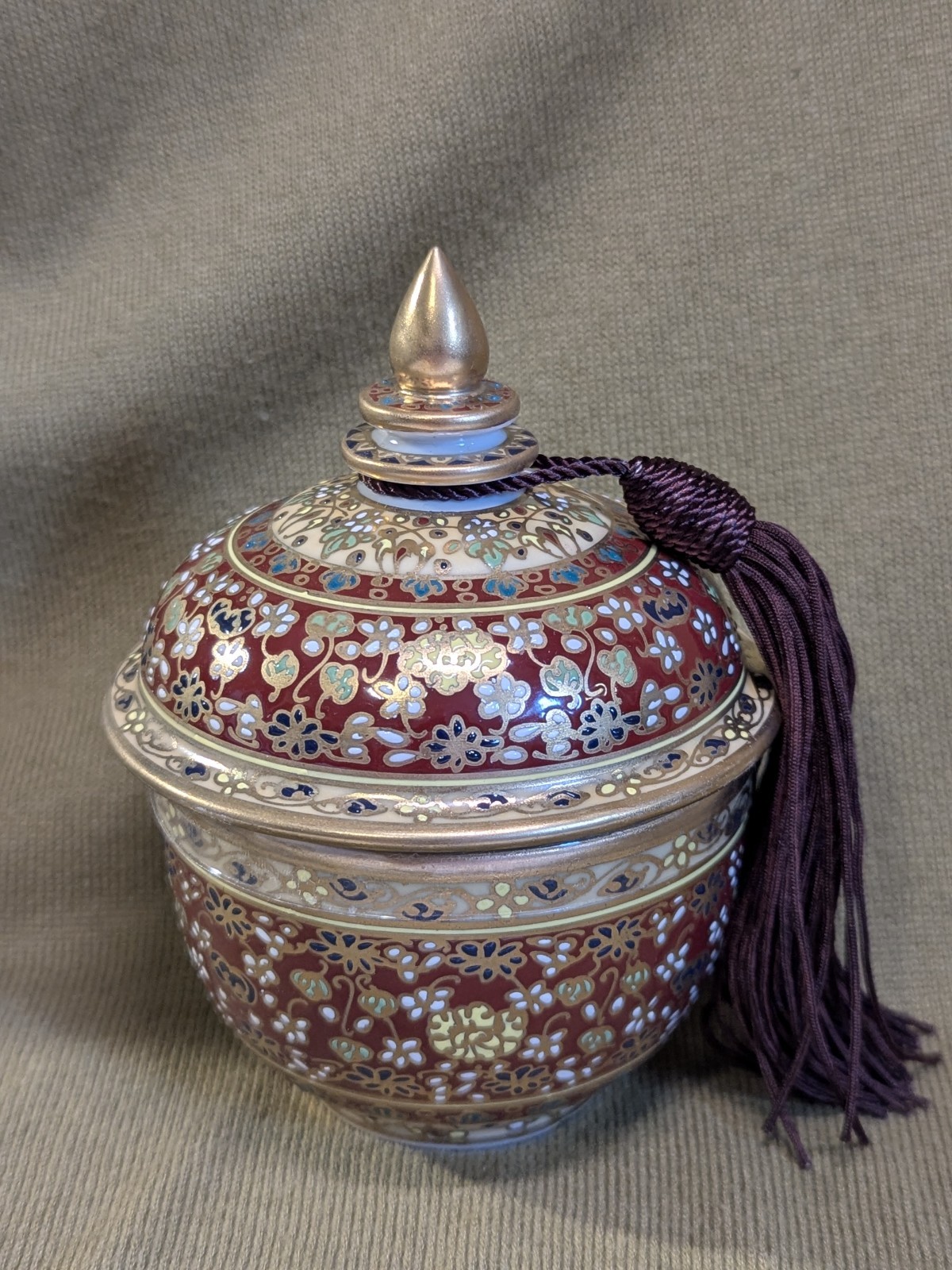 HTF Pottery Barn Scented Candlepot Hand Painted Urn Thailand NIB