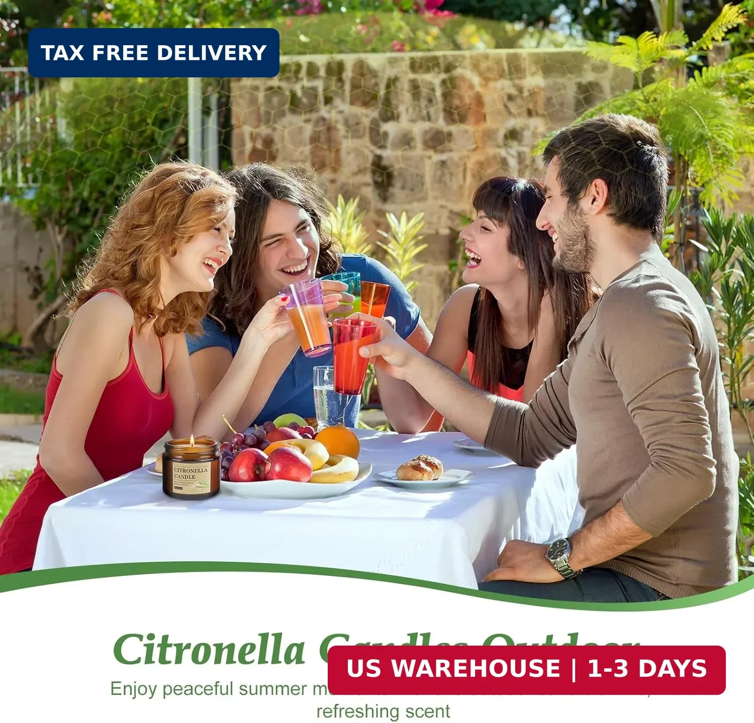 8 Pack Citronella Candles Outdoor Soy Wax Glass Jar 120Hr Burn Time