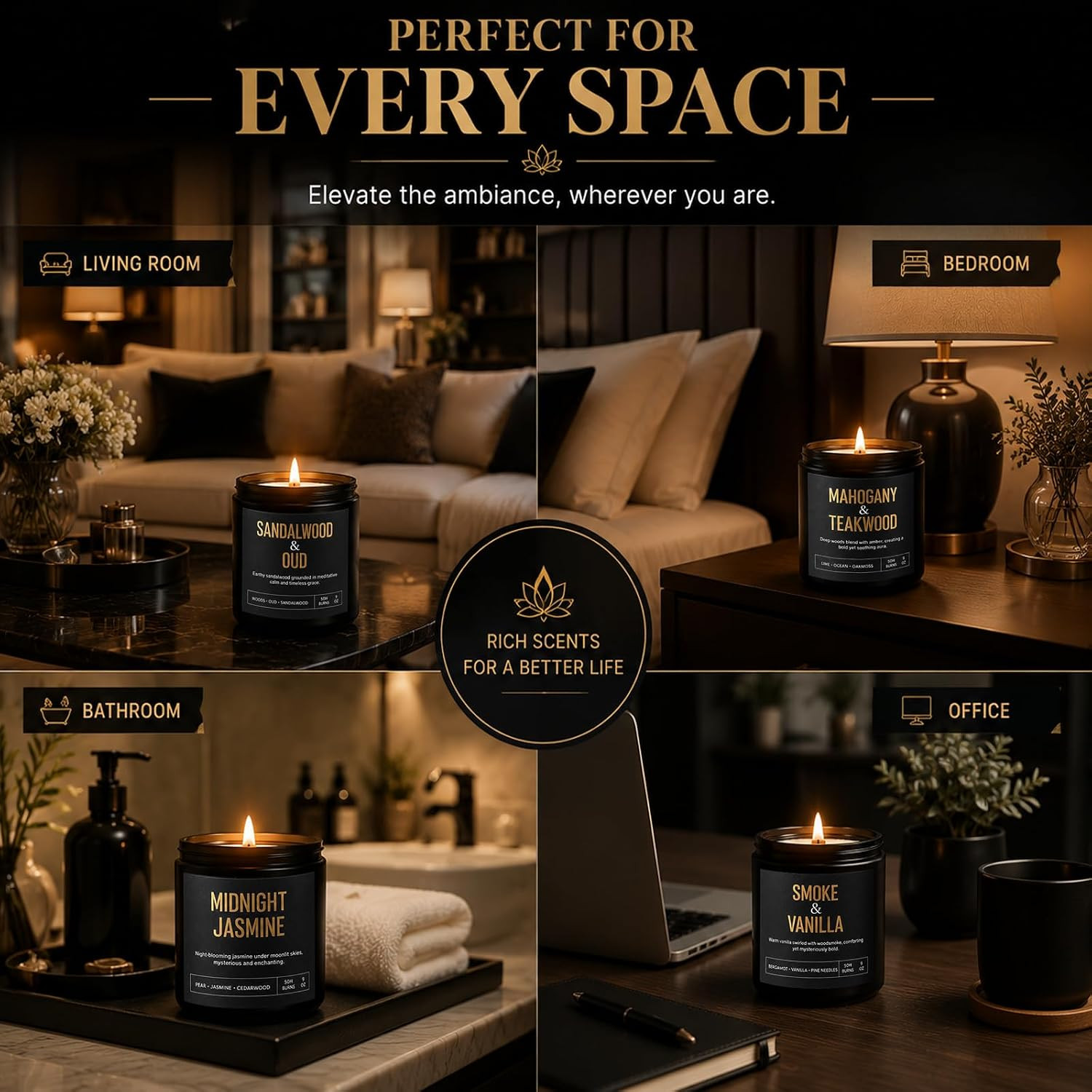 Candles Gifts for Men, 4-Pack Scented Candles, 36 Oz, Birthday Gift Set | up to