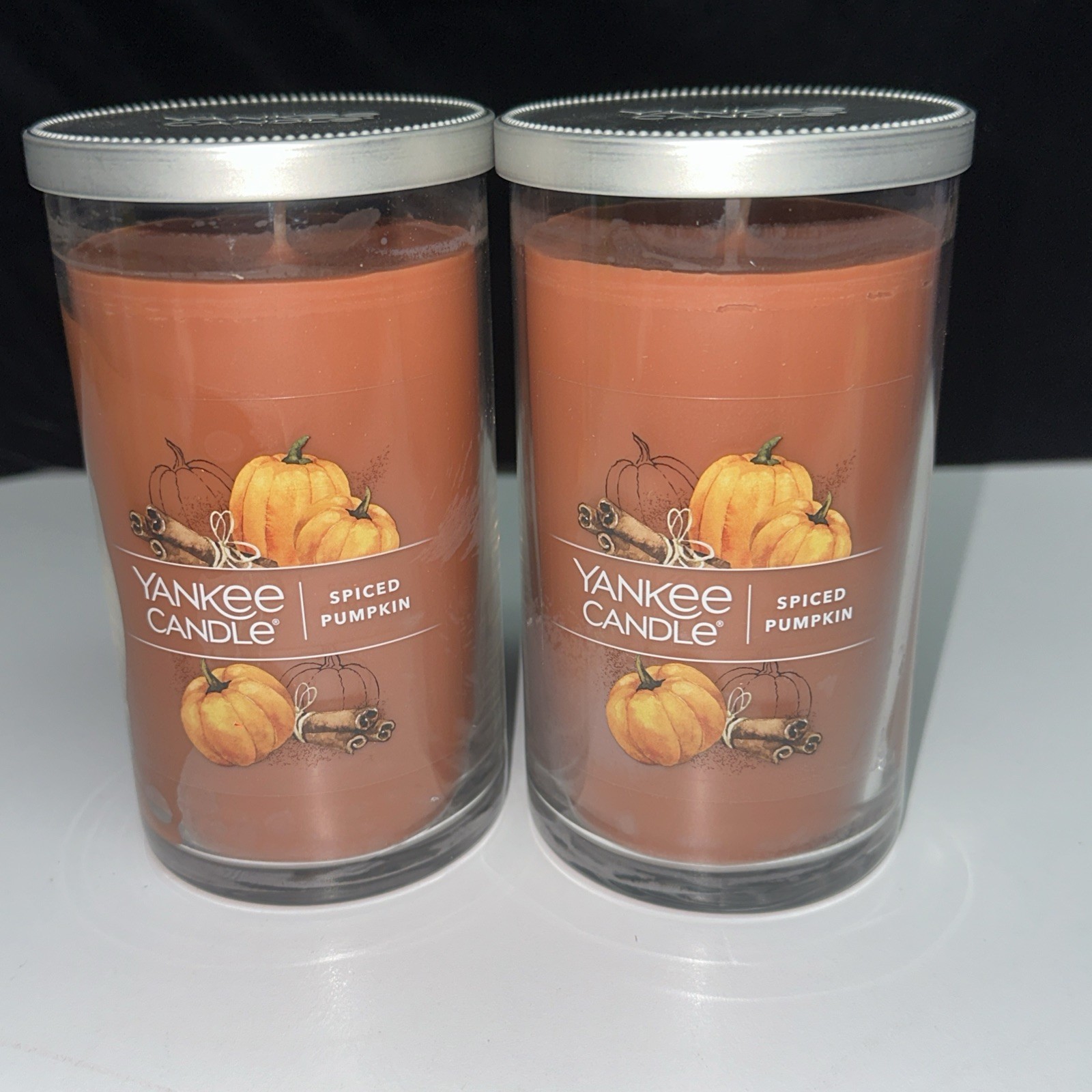 LOT OF 2-NEW-Yankee Candle SPICED PUMPKIN Large 14.25oz FREE SHIPPING