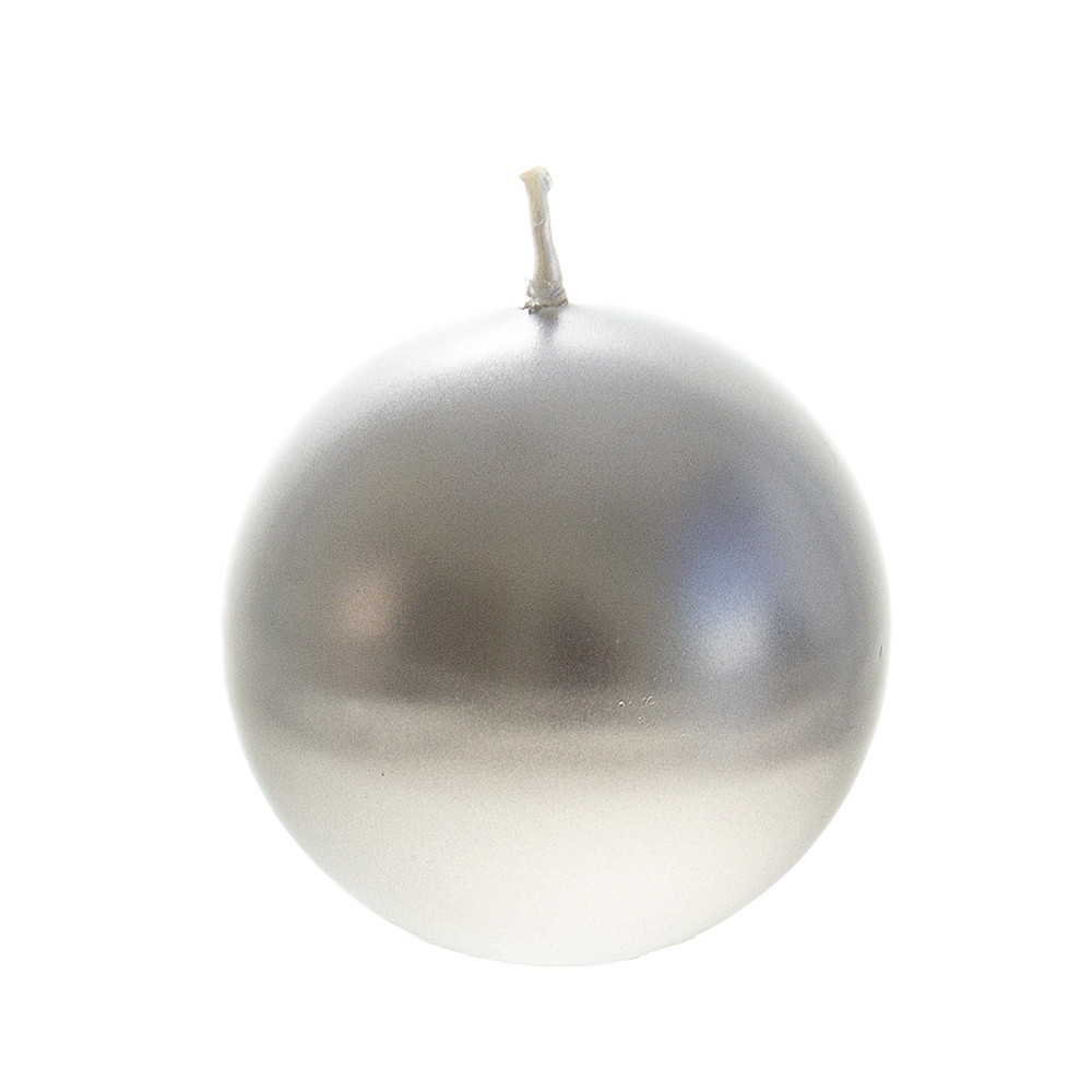 Mega Candles – Unscented 3″ Hand Poured Round Premium Ball Candle Silver 6PCS