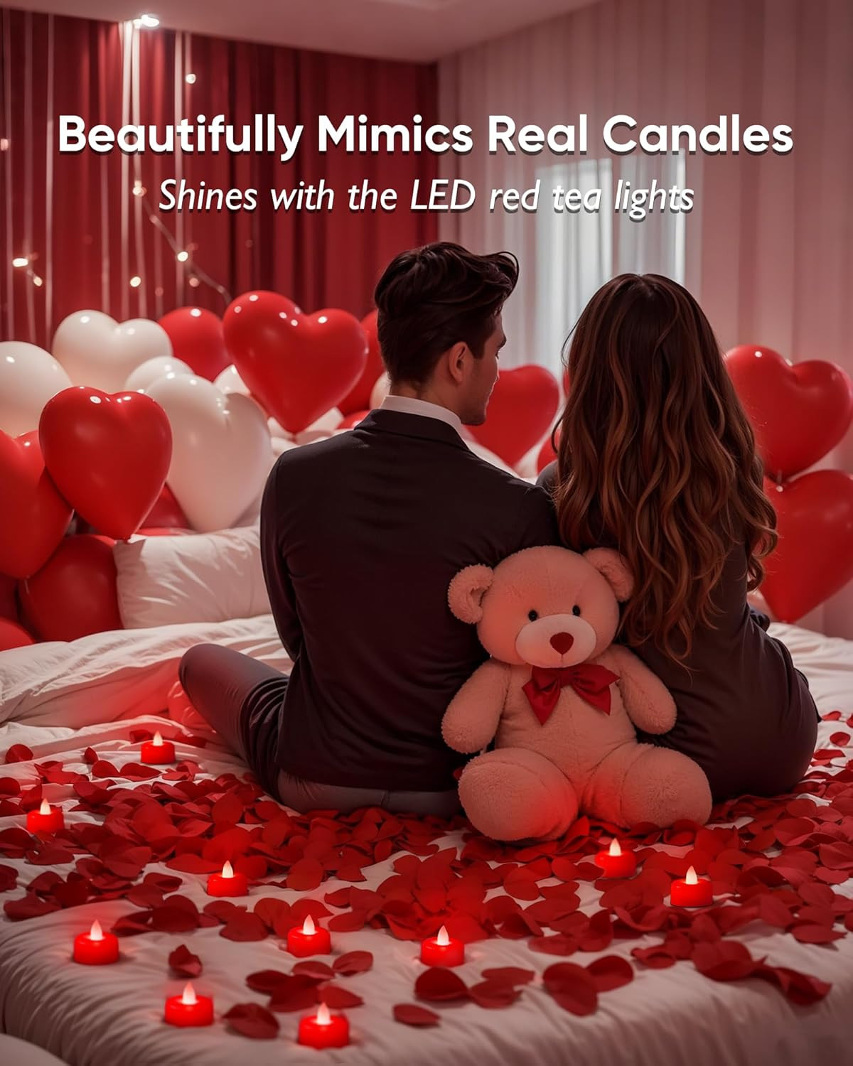 12 Pack Red Flameless LED Tea Lights Candles Battery Operated, Electric Fake Tea