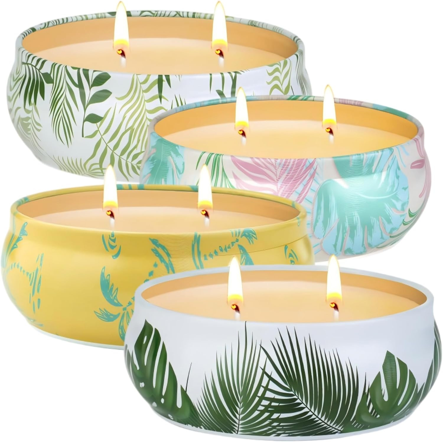 ‌Citronella Candles Outdoor, 4 Pack 8oz Double-Wick Lemongrass Candle, Natural S