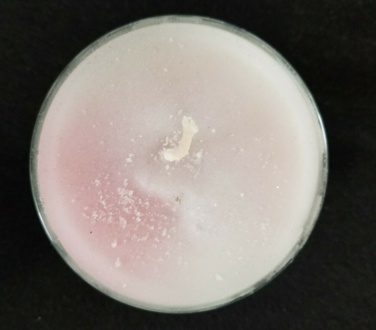 Vtg Handcrafted Wax Crystals Sparkle Candle in 1950’s Etched Glass – 3-1/2″ #2