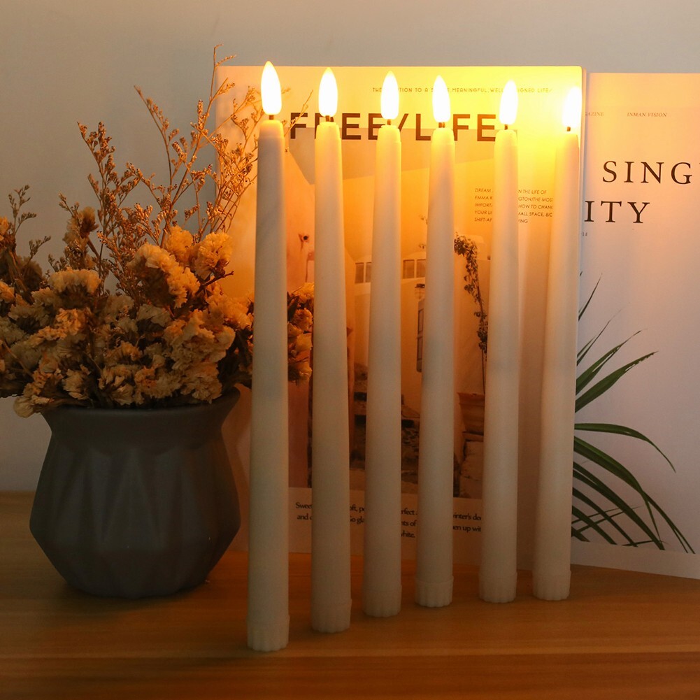 12 Pcs Flickering Flameless Taper Candles Light with Remote Control Timer Dimmer