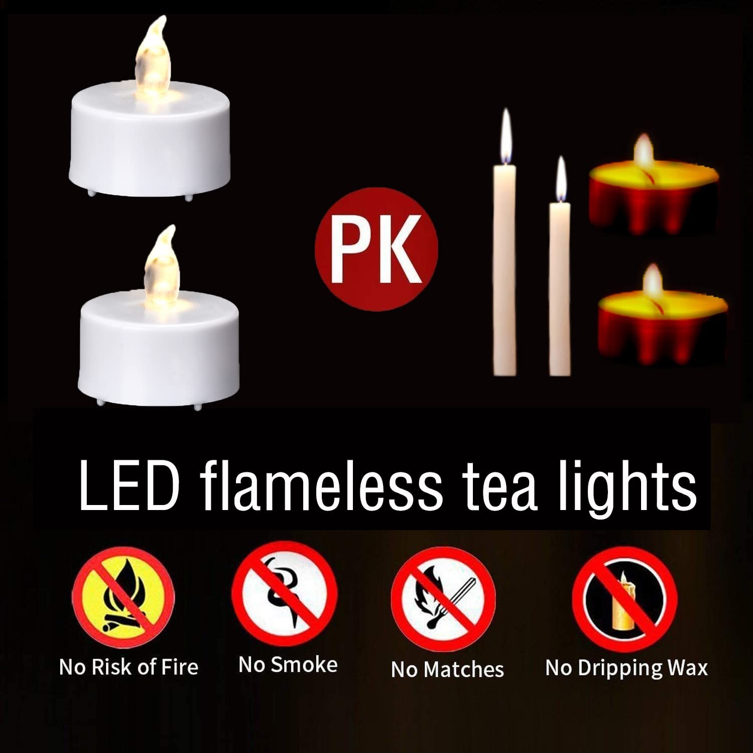 Hanzim Battery Operated LED Tea Lights: 24PACK Flameless 24pack, Warm White