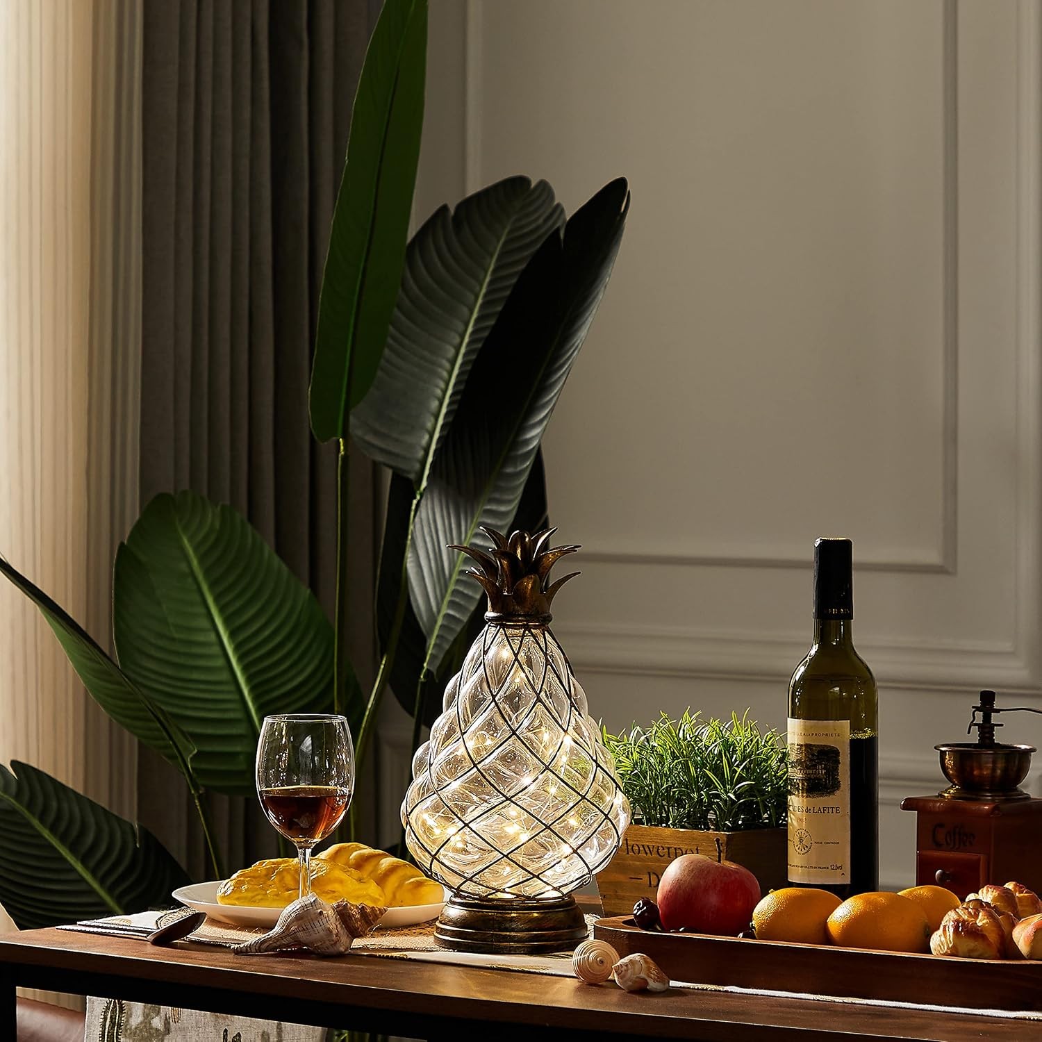 Extra Large Glass Pineapple Light 13 in Lantern Decorative,Ip44 Waterproof 6 Hou