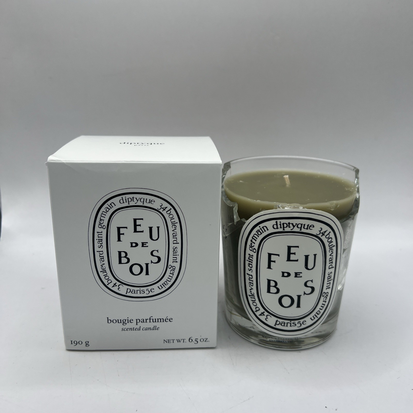 Diptyque Feu de Bois Candle 6.5 oz New Open Box Luxury Scented Candle Broken
