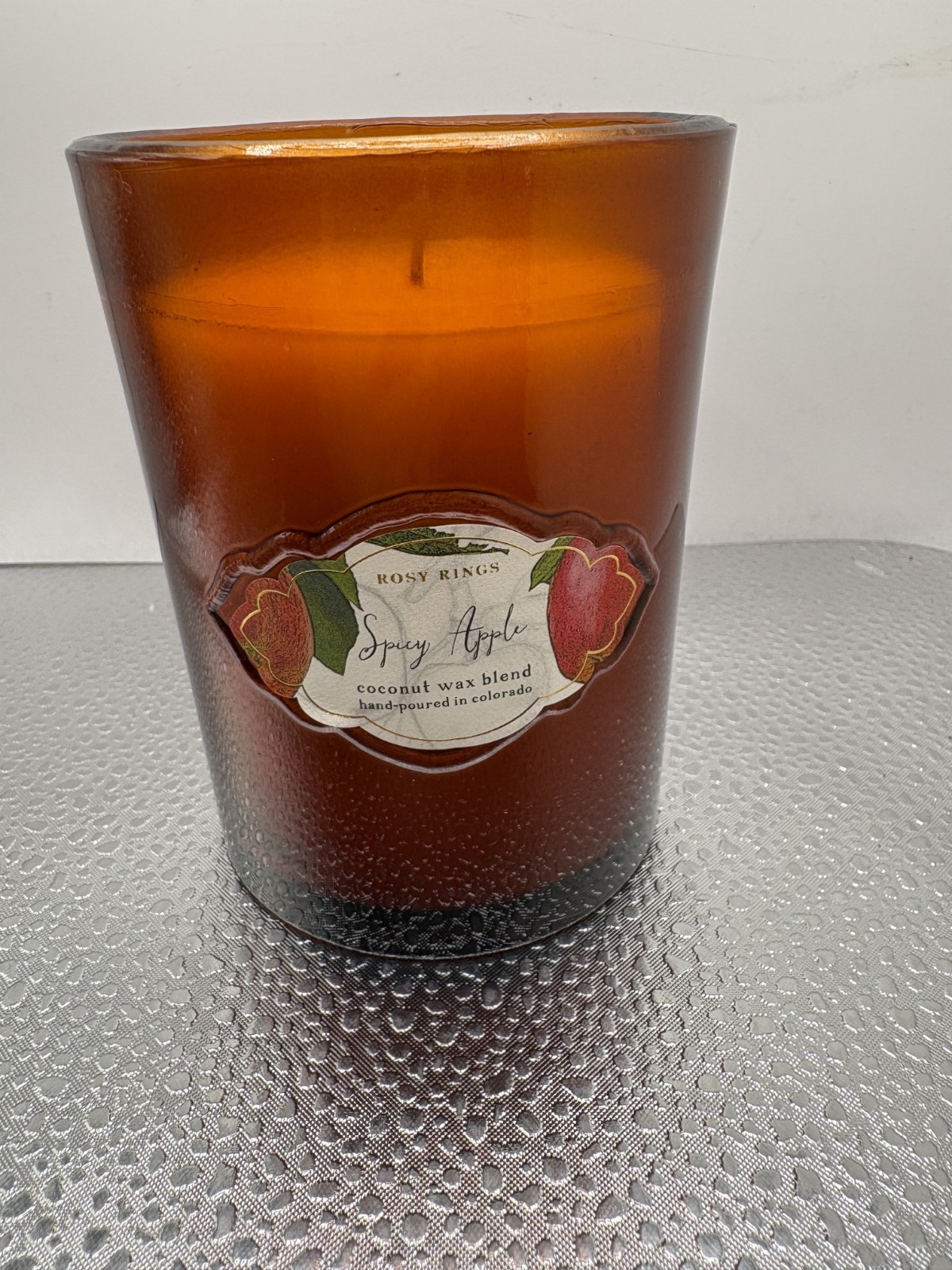 Rosy Rings Spicy Apple Signature Glass Candle 7.5 oz/ 50 hour burn time NEW
